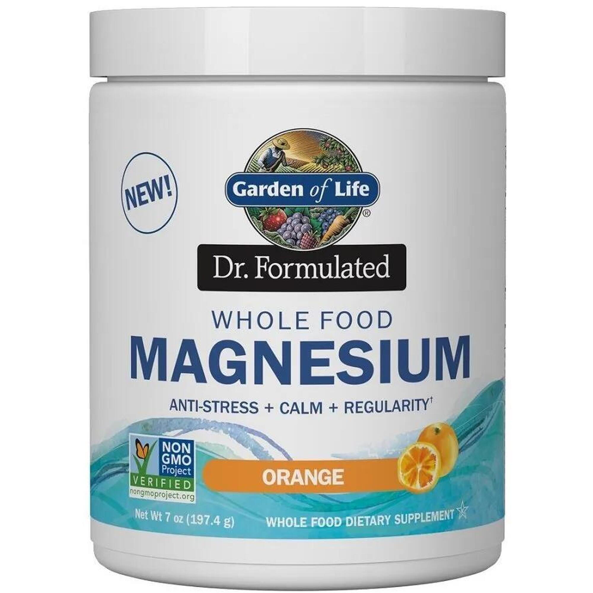 Magnez Dr. Formulated Whole Food Garden of Life Smak Pomarańczy 197g