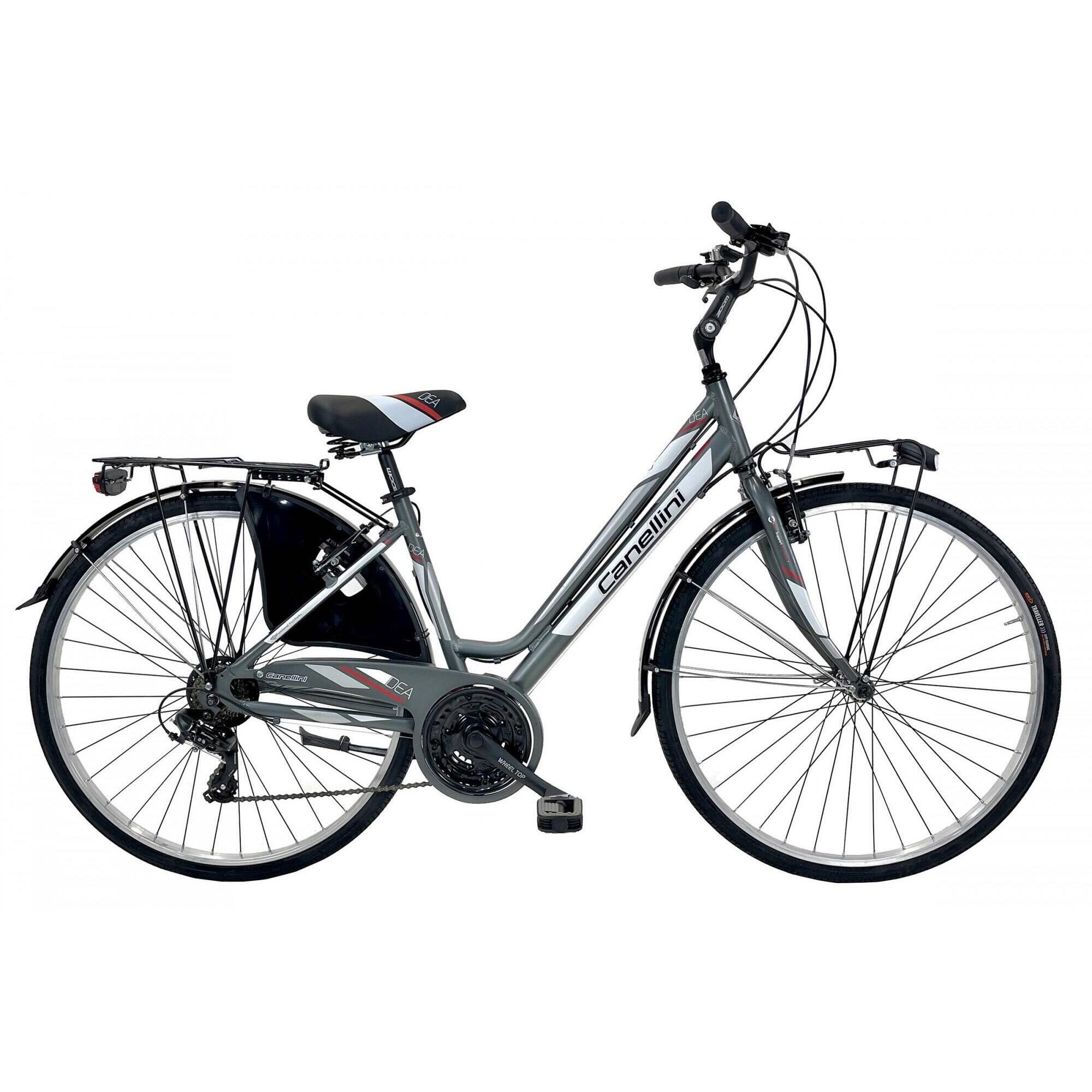 Rower miejski Canellini DEA Aluminium damski - Tytanowy/Czerwony