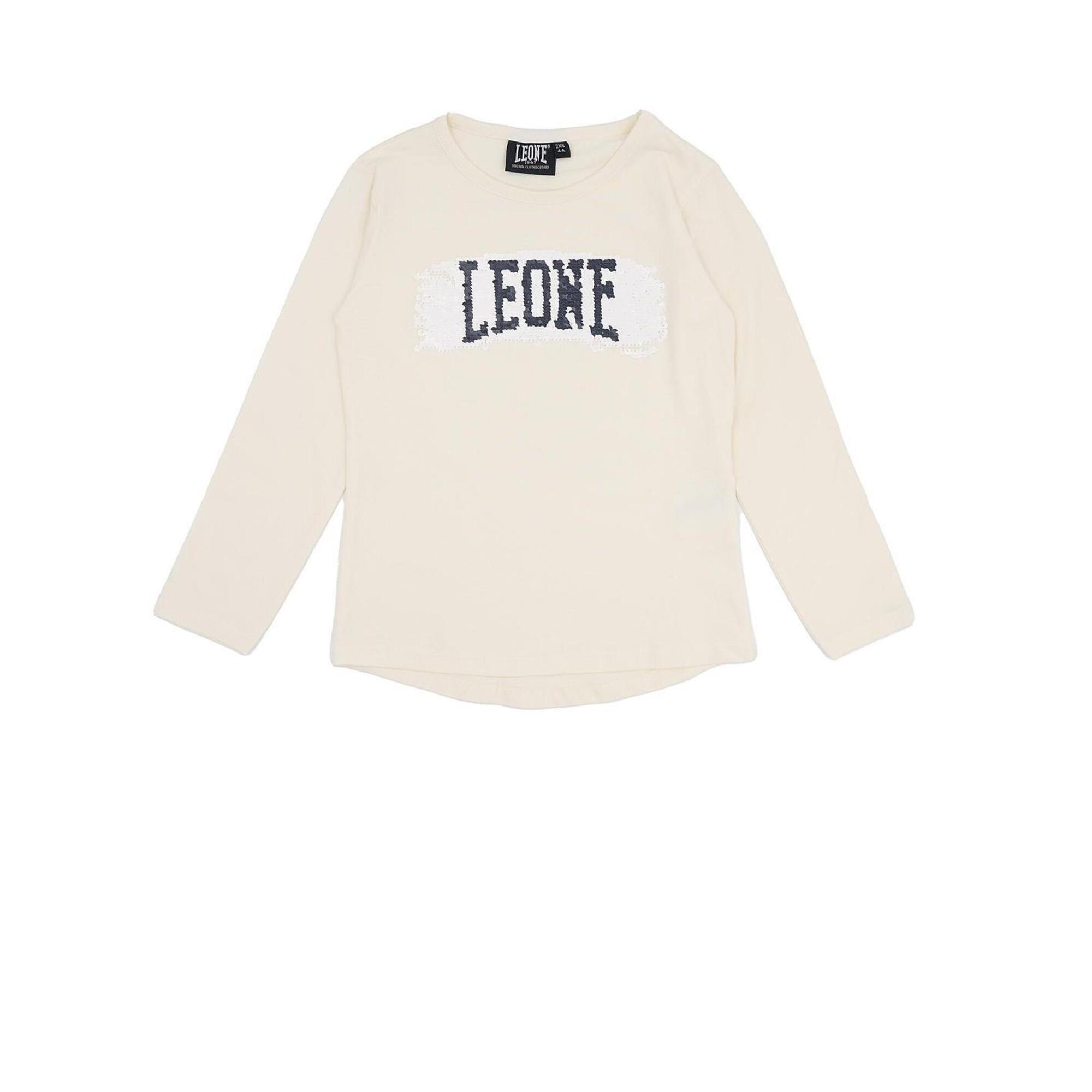 Dziewczęcy t-shirt Leone z długim rękawem i cekinami w kolorze Super Grey