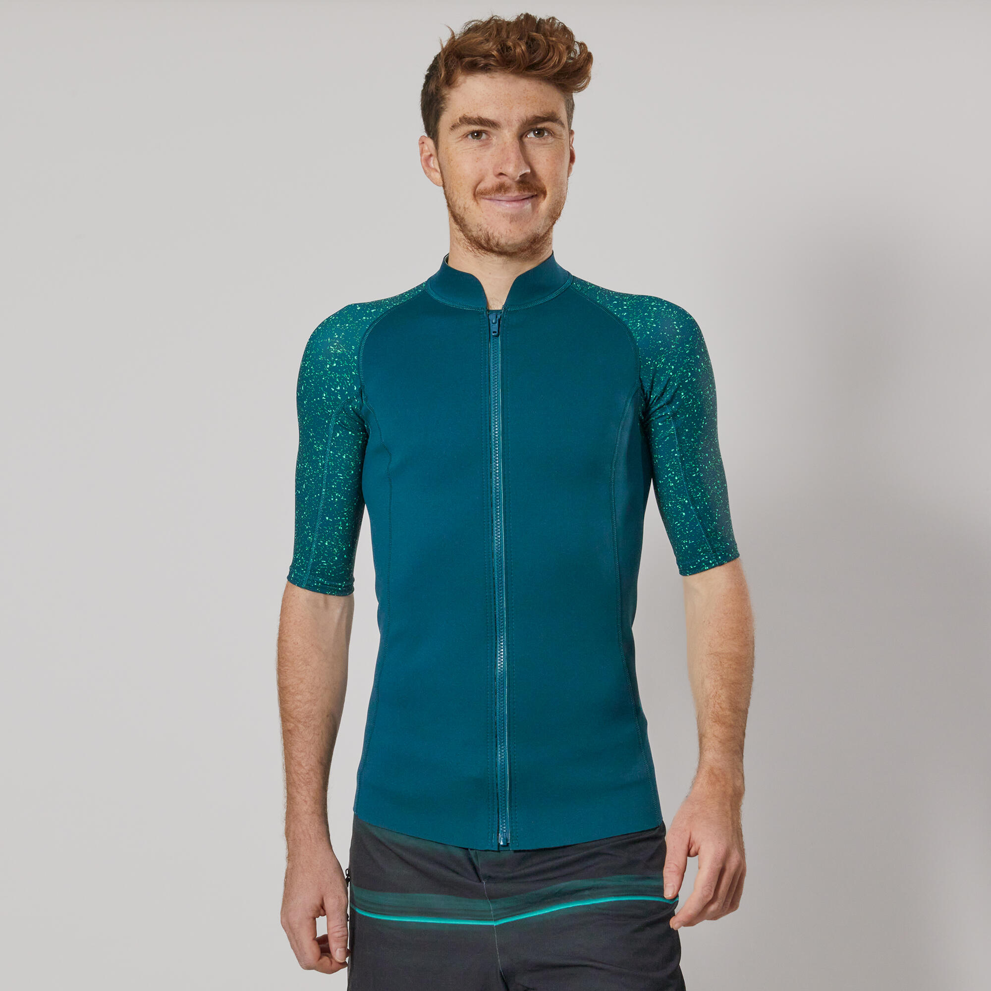 Top anty-UV do snorkelingu męski Subea SNK 500 z neoprenu 1,5 mm krótki rękaw