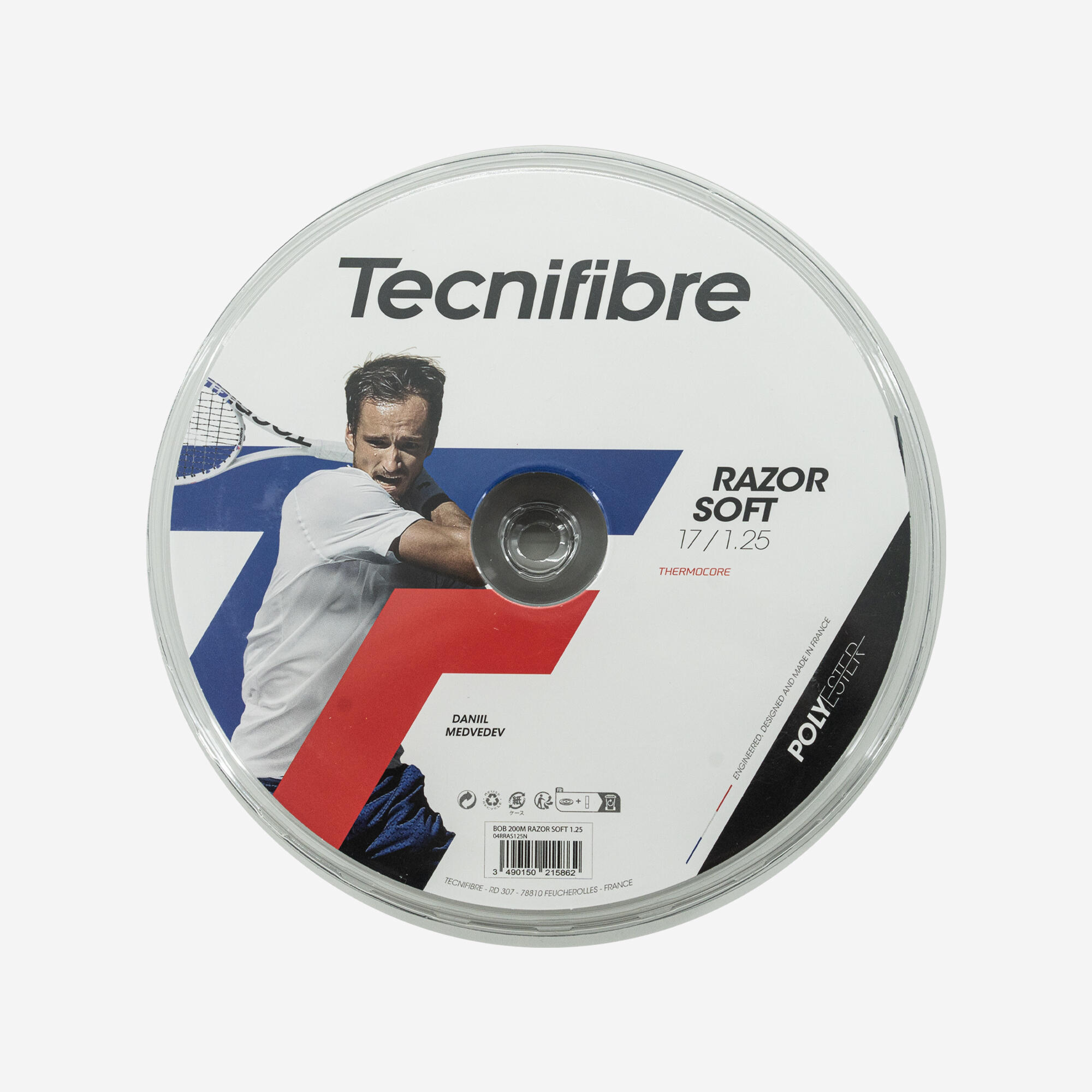 Naciąg tenisowy jednowłóknisty Tecnifibre Razor Soft 1,25 mm szpula 200 m czarny