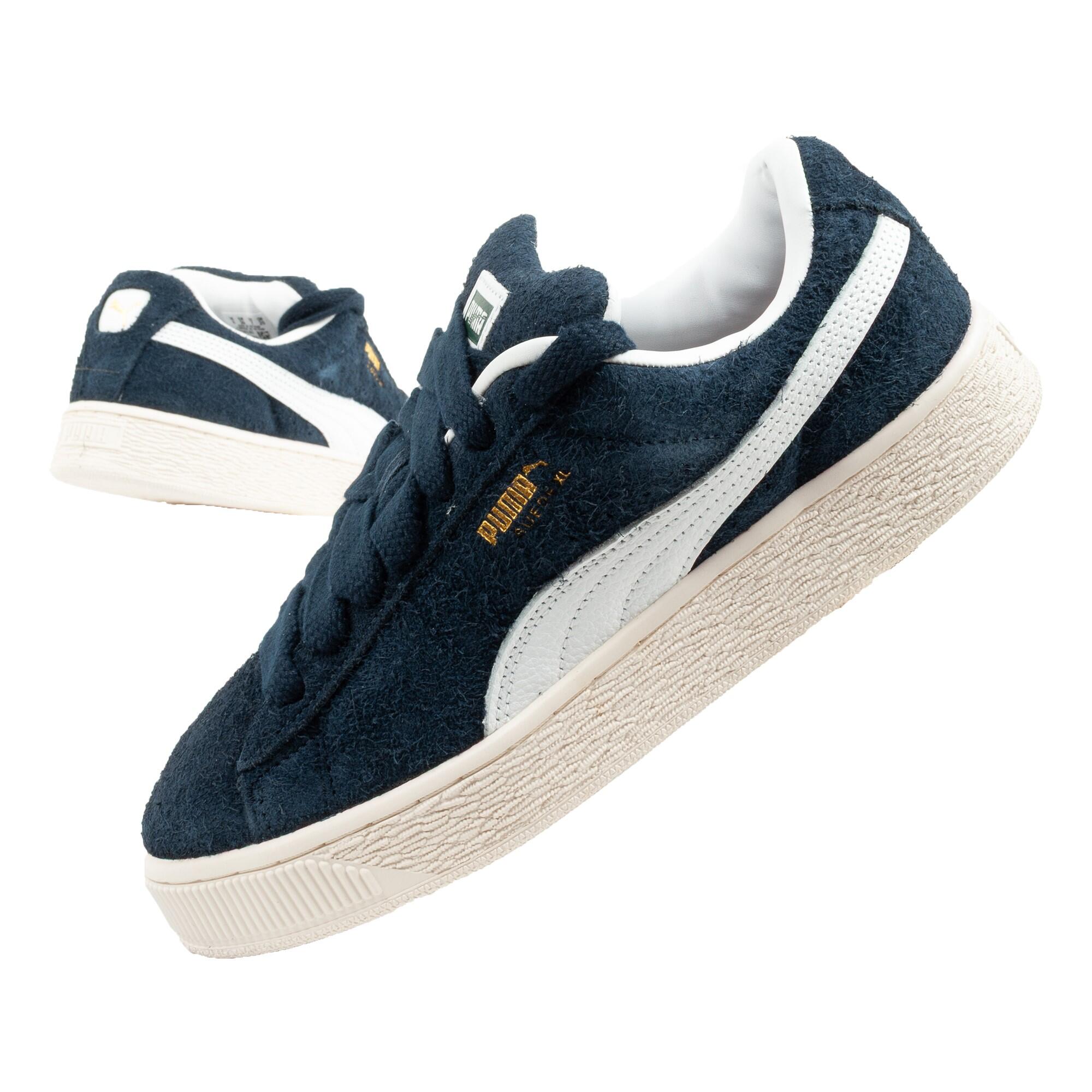 Buty sneakersy damskie Puma Suede XL Hairy skóra modne granatowe