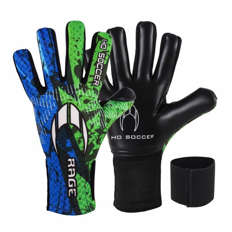 Rękawice bramkarskie do piłki nożnej Rage Plus Electric Green Blue