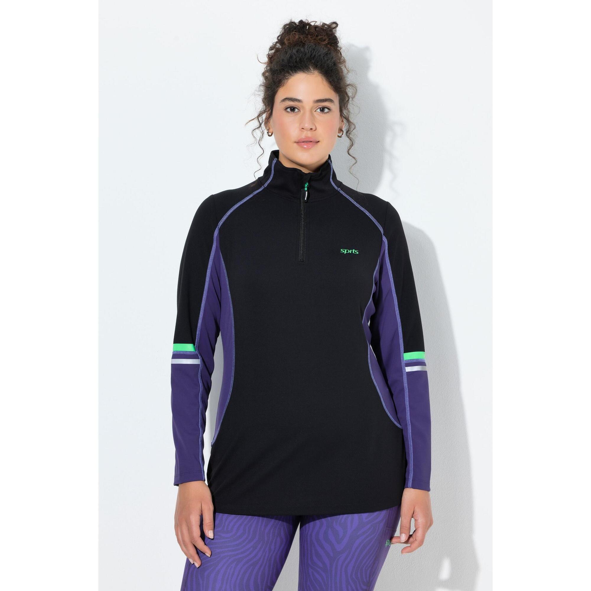 Damskie Bluzka funkcyjna wąska stójka zamek błyskawiczny długi rękaw