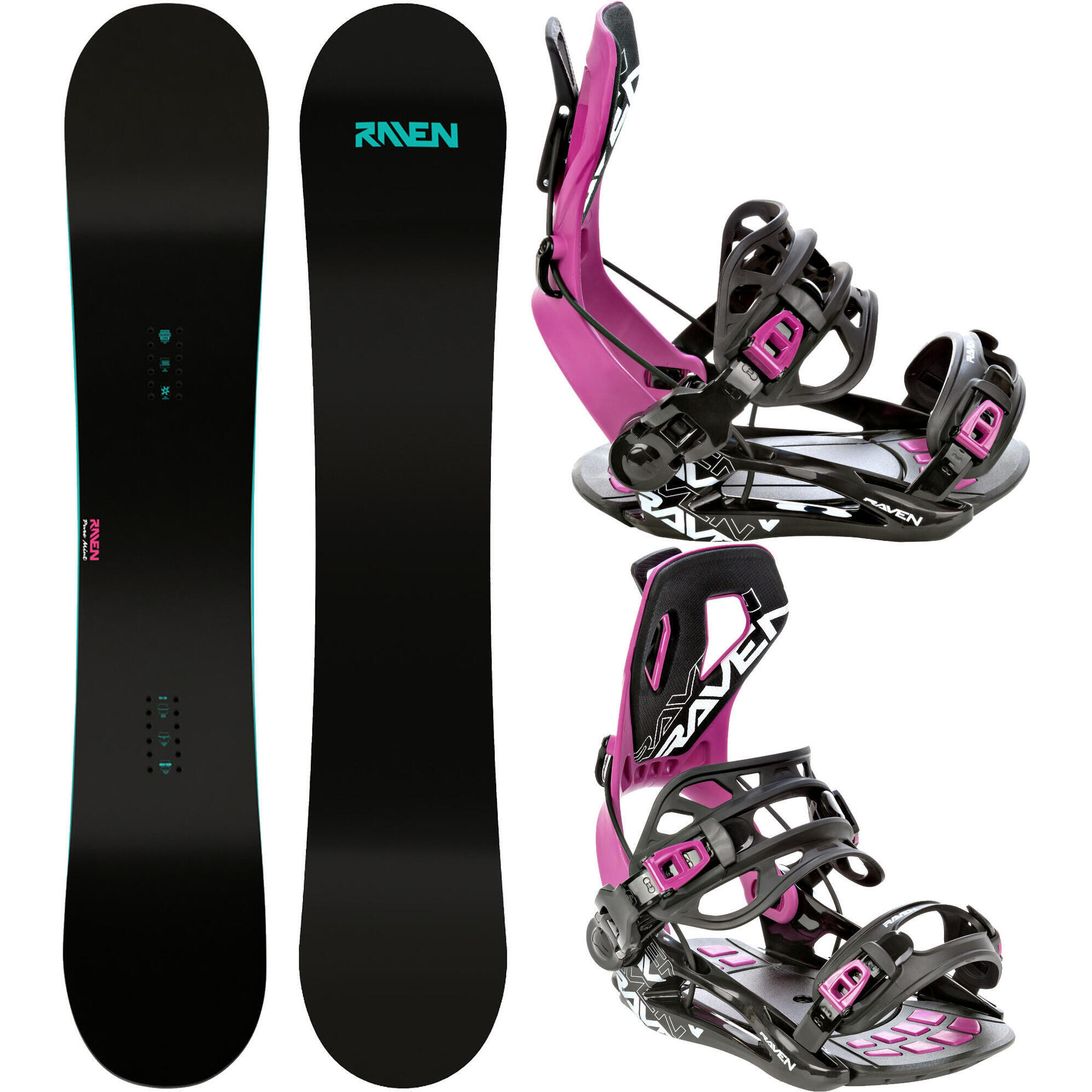 Zestaw Deska snowboardowa Raven Pure Mint + Wiązania Raven FT360