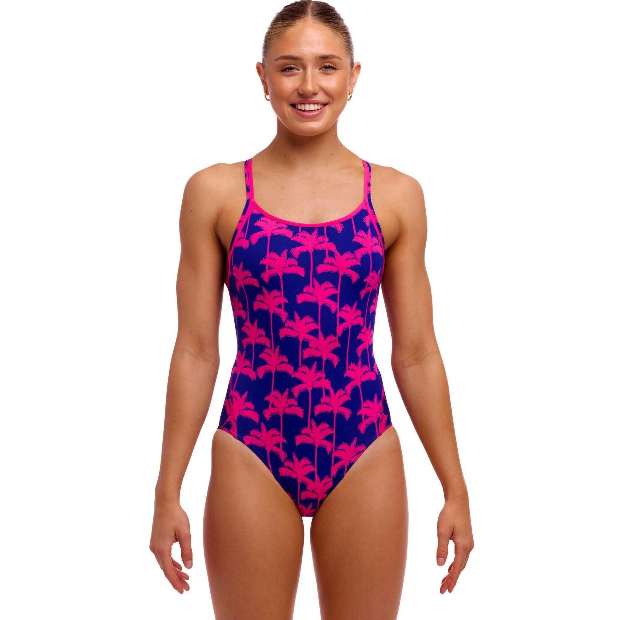 Strój do pływania menstruacyjny FUNKITA Pinky Palms - Diamond Secure