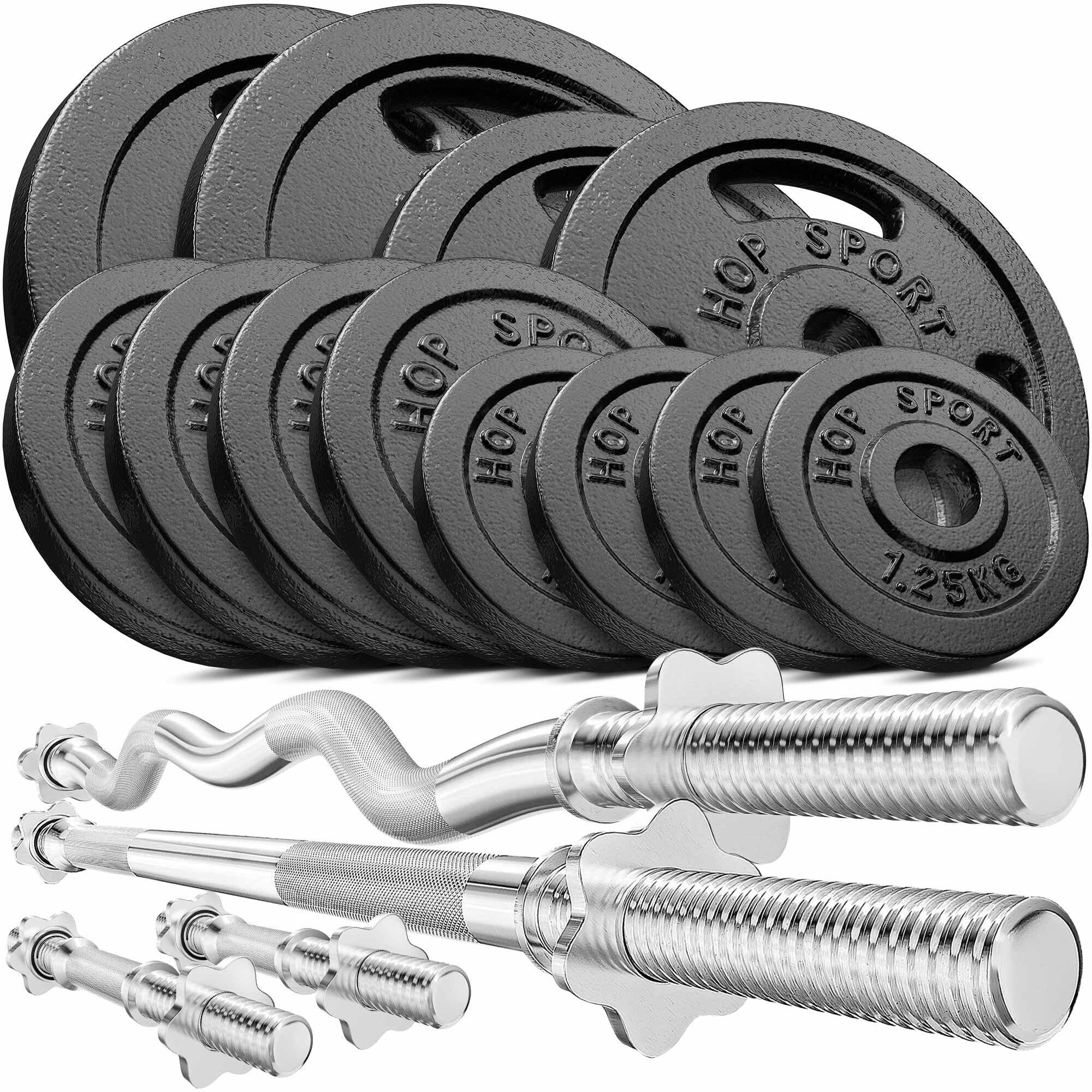 Zestaw obciążeń żeliwnych sztanga Hop-Sport Strong 66kg