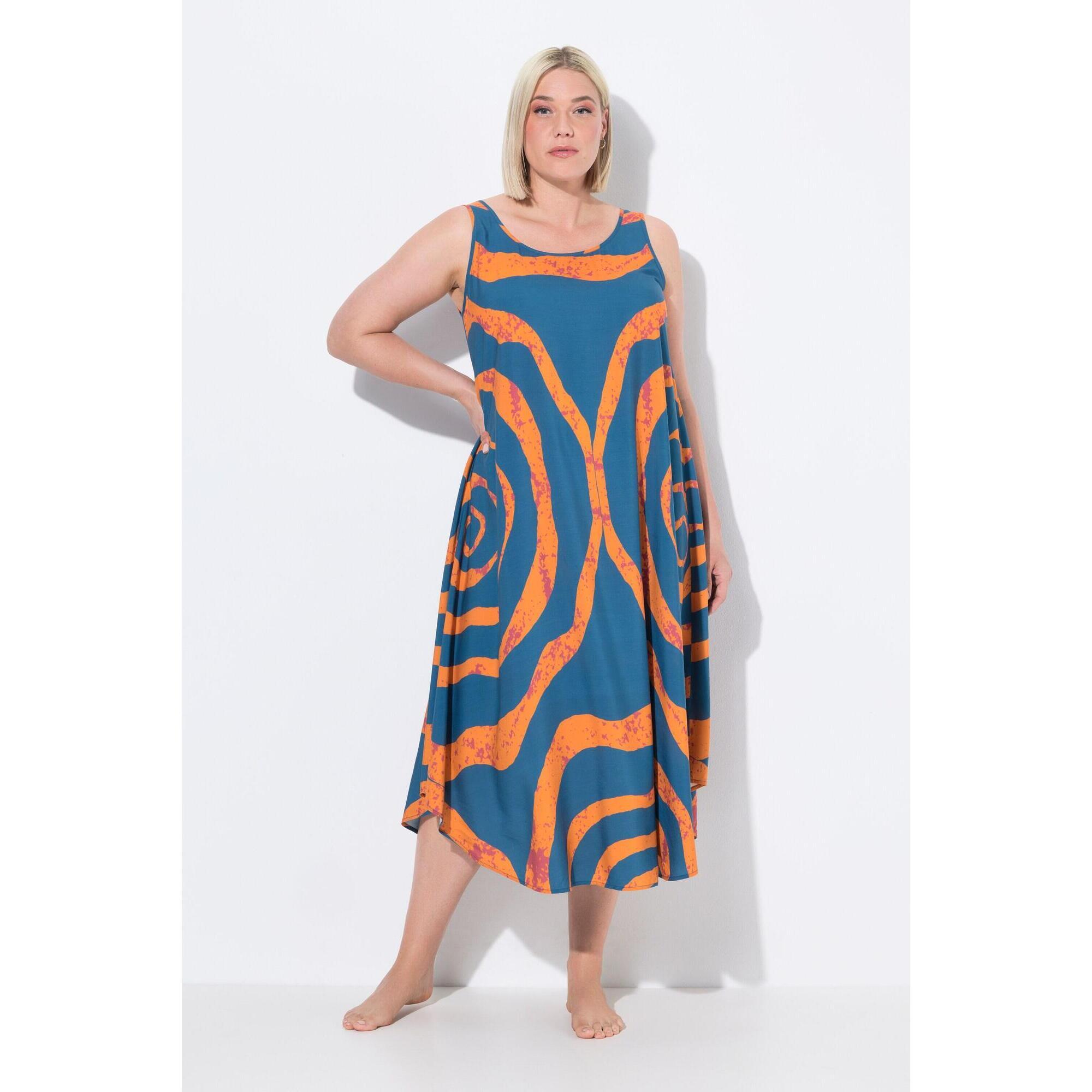 Damskie Sukienka midi koła krój trapezowy okrągły dekolt bez rękawów