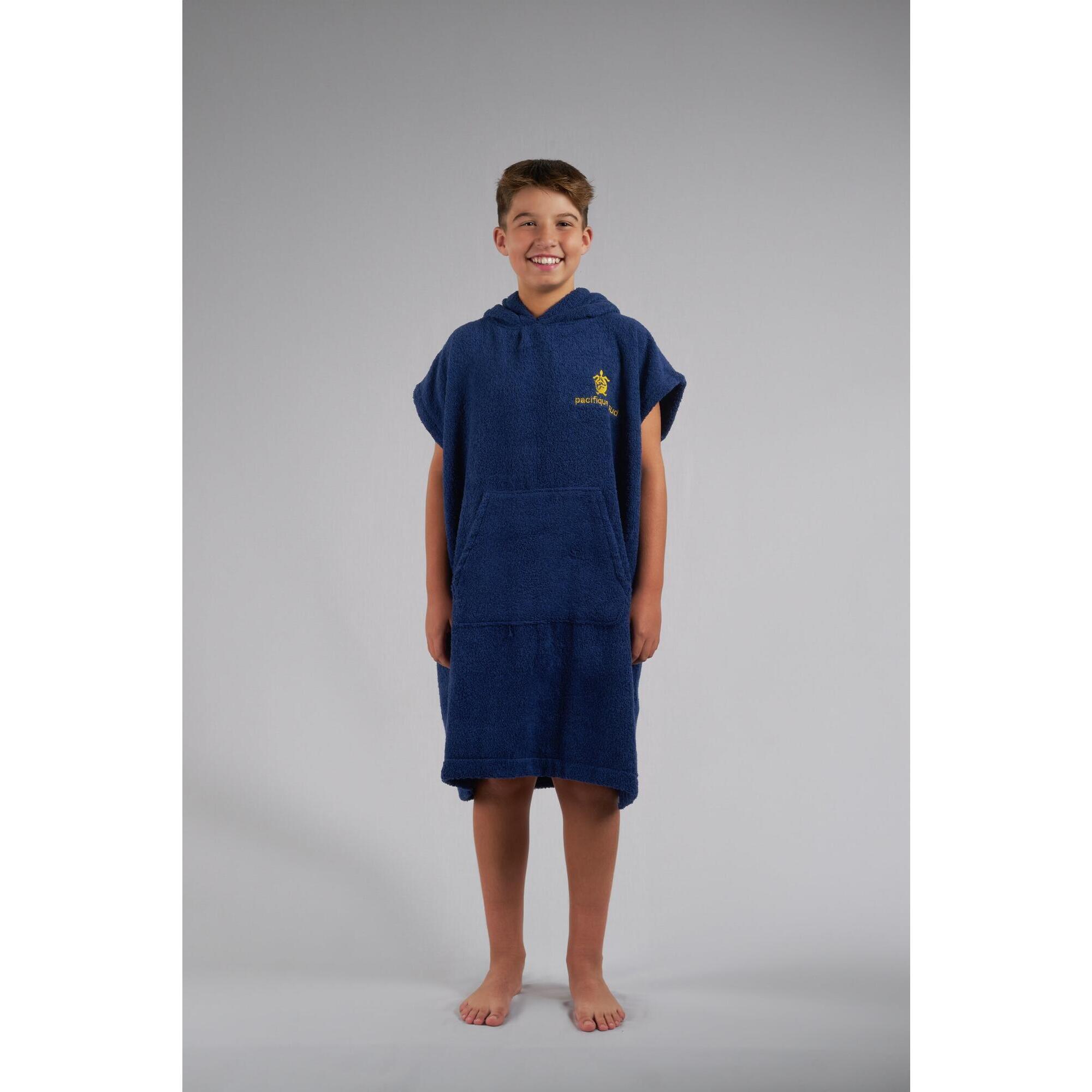 Poncho Surf Dziecięcy - Niebieski - Bawełna - Bez Rękawów
