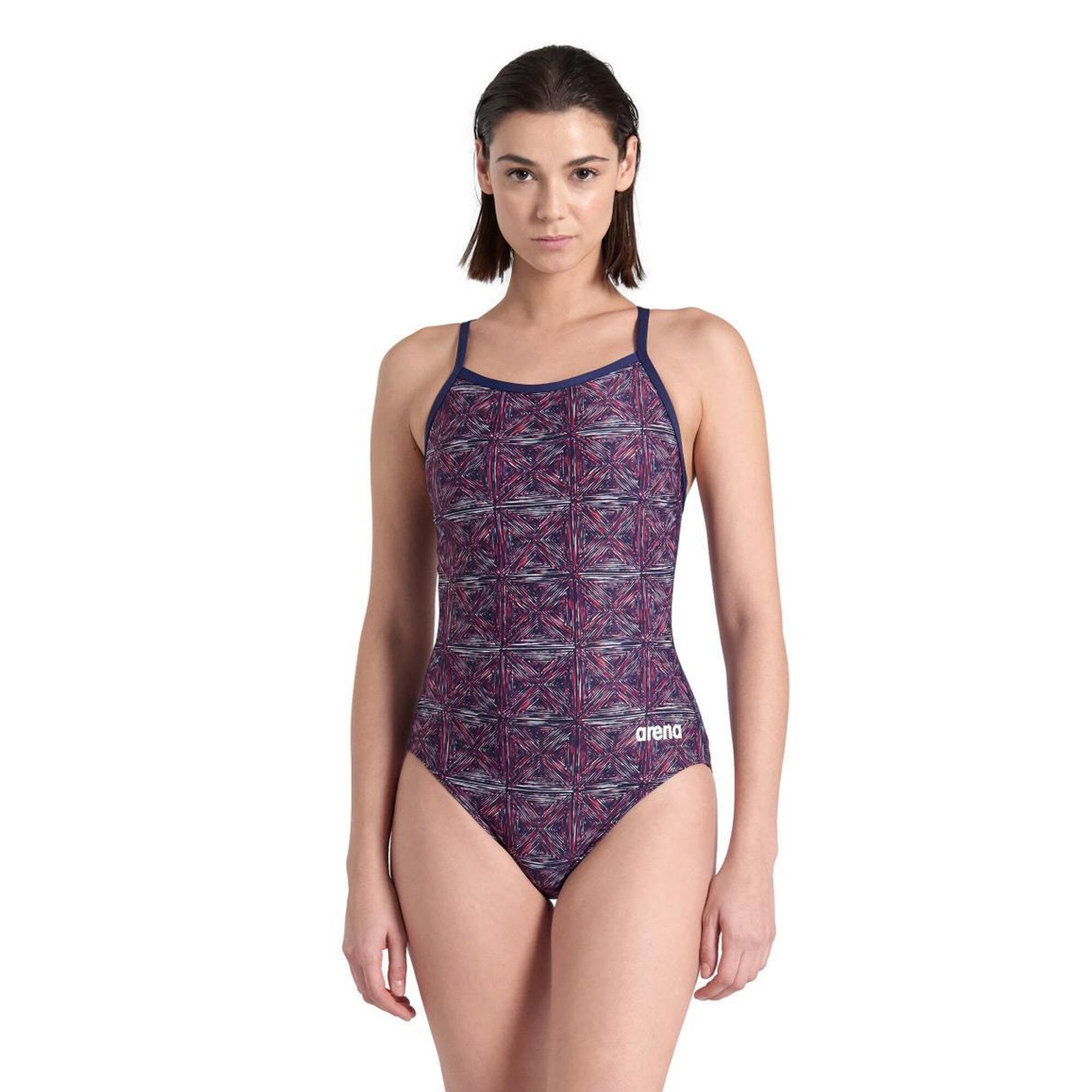 Strój Kąpielowy Arena Abstract Tiles - Granatowy / Wielokolorowy – Rozmiar 34