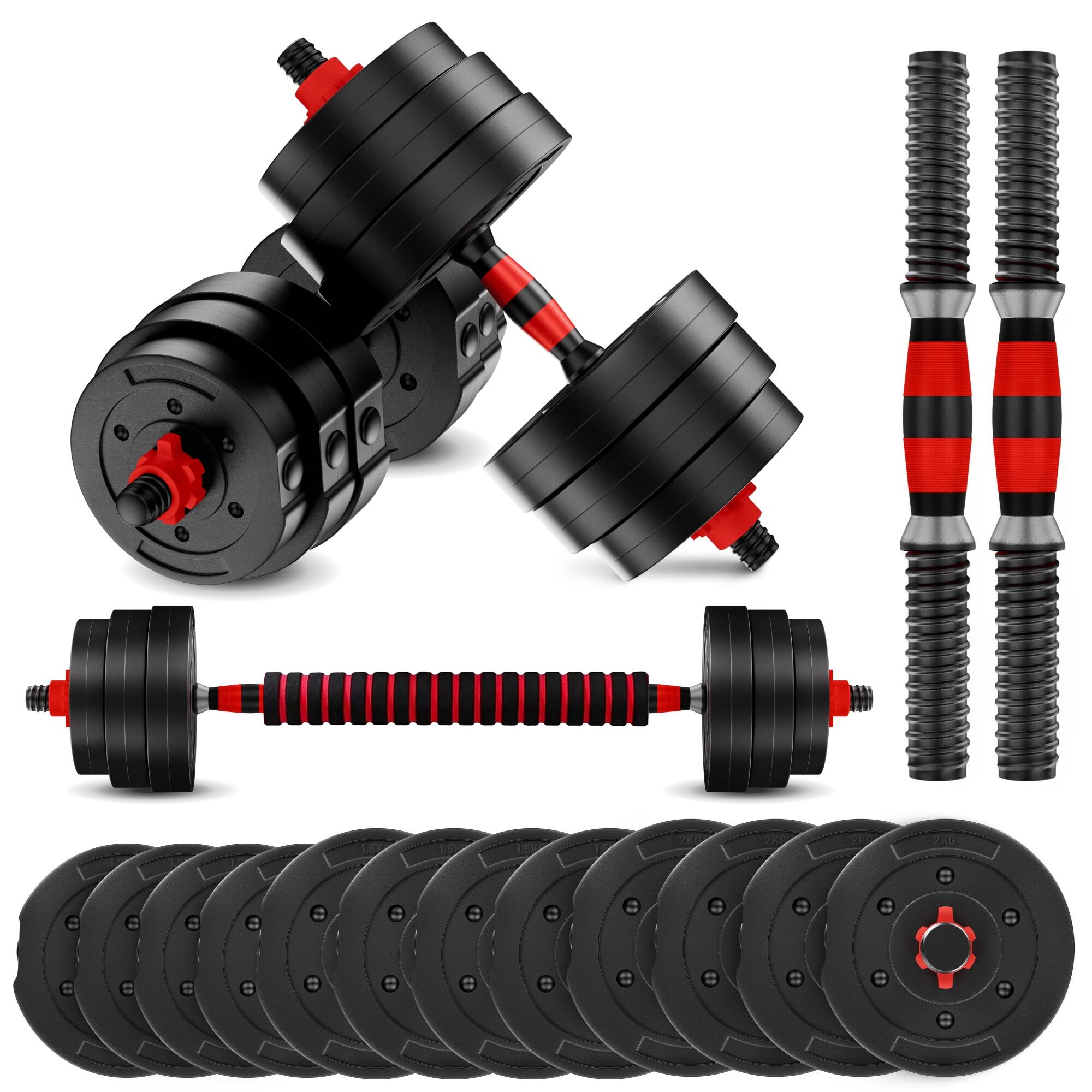 Hantle bitumiczne regulowane ze sztangą 4FIZJO 2×10 kg