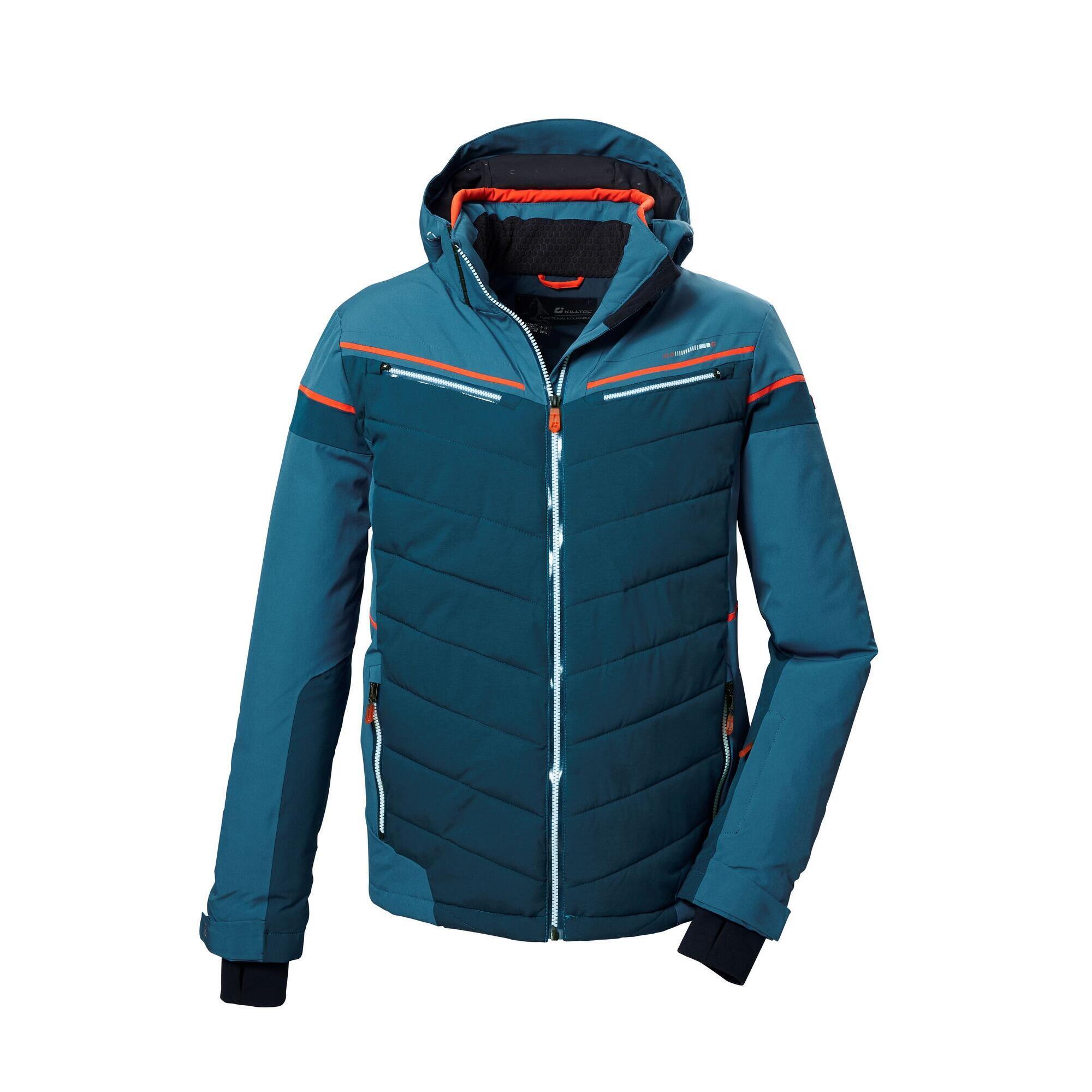 Kurtka narciarska pikowana z odpinanym kapturem rozpinana na zamek męska