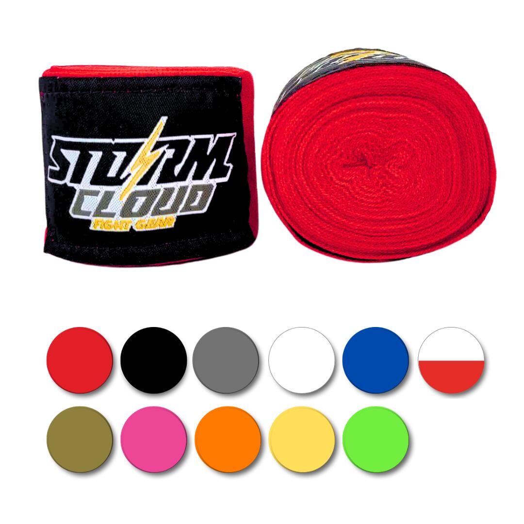 Bandaże Bokserskie owijki - taśmy elastyczne StormCloud 1 4m Czerwone