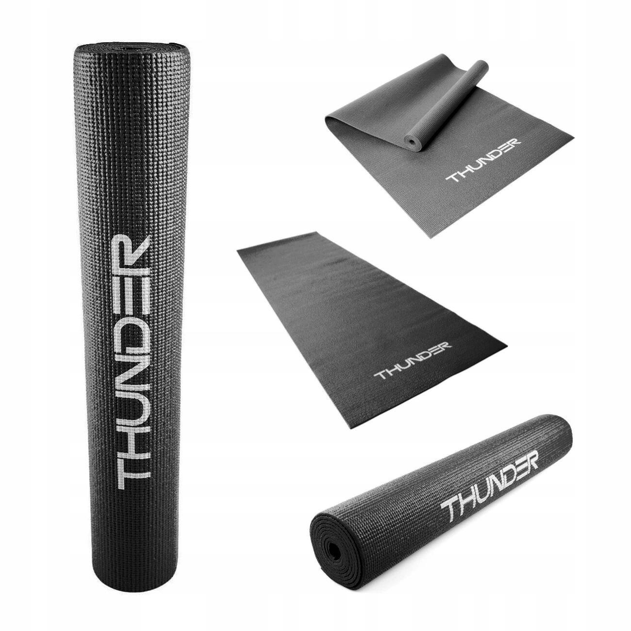 Mata do ćwiczeń THUNDER PVC 0,6cm - czarna