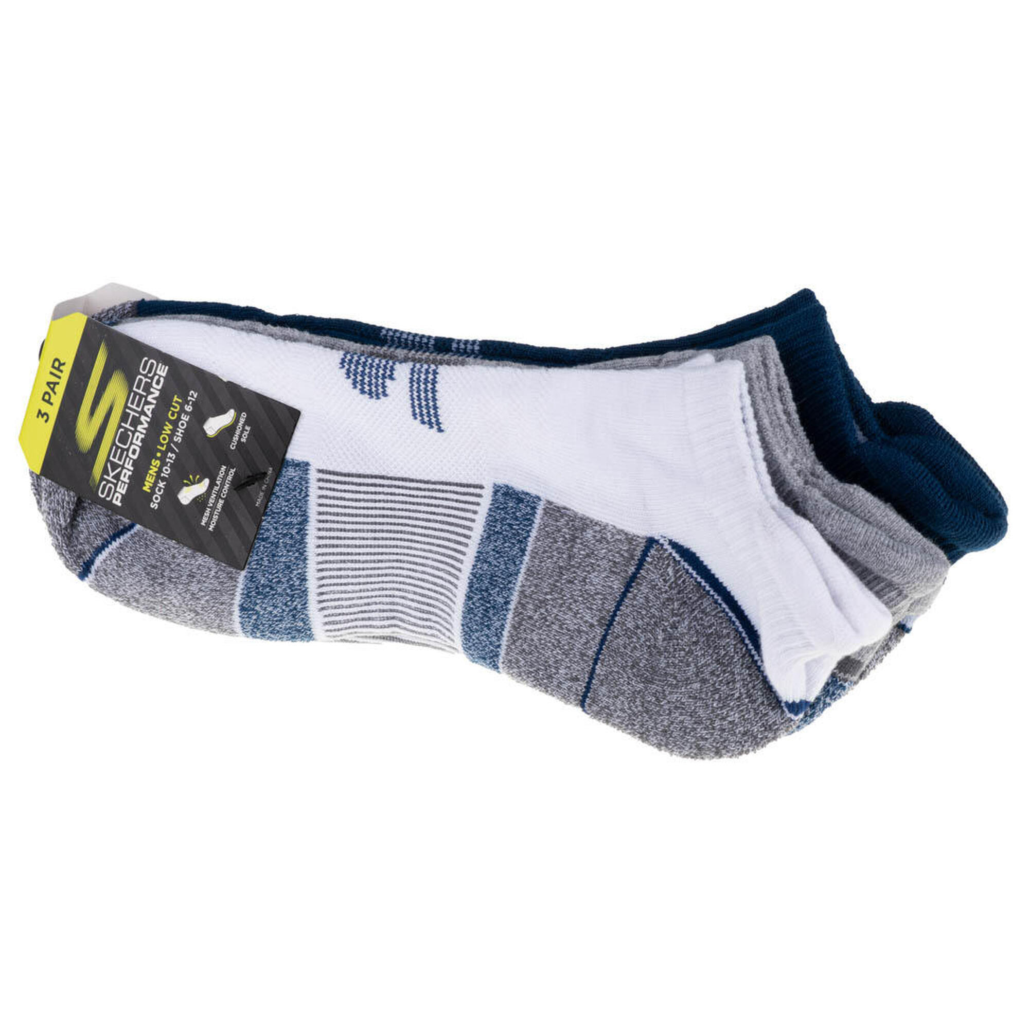 Skechers 3pk Mens 1/2 Terry Low Cut Socks, męskie, Fitness, skarpetki, Białe