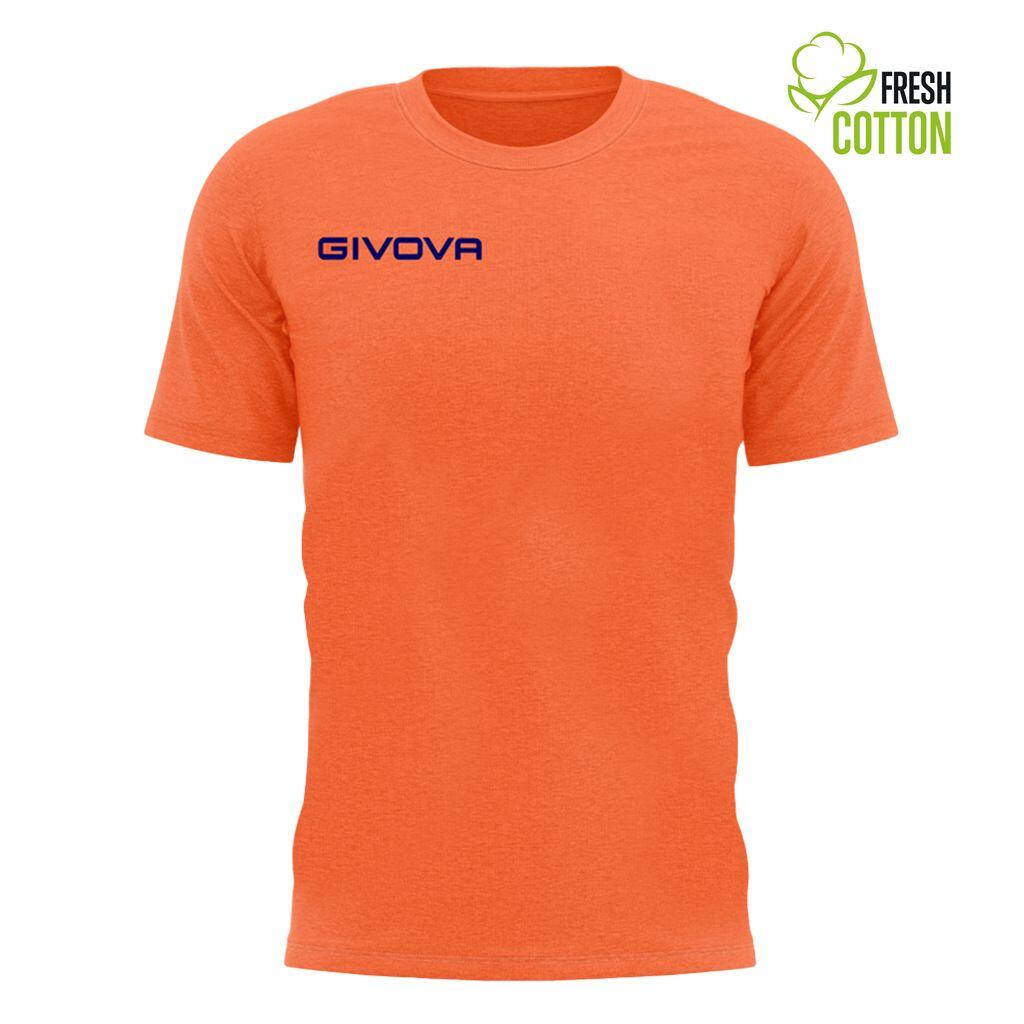 Unisex Givova T-shirt Pomarańczowy Fluo 2XL z Wysokiej Jakości Bawełny