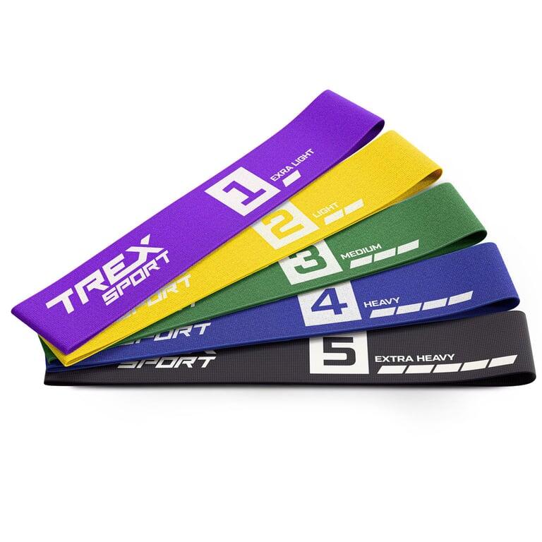 Zestaw 5 opasek oporowych Trex Sport 2,5–25 kg z torbą