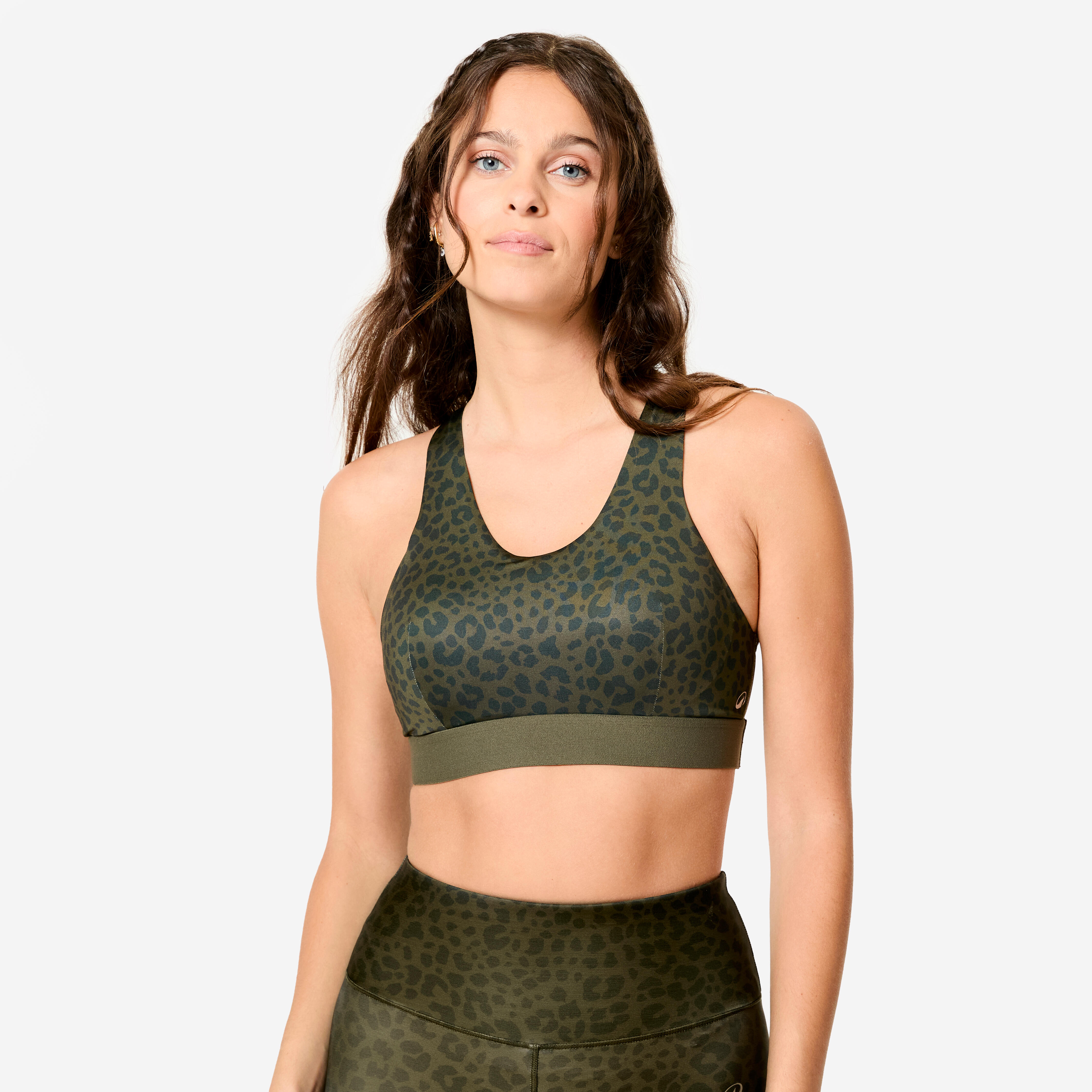 Stanik sportowy Domyos w cętki lamparta khaki