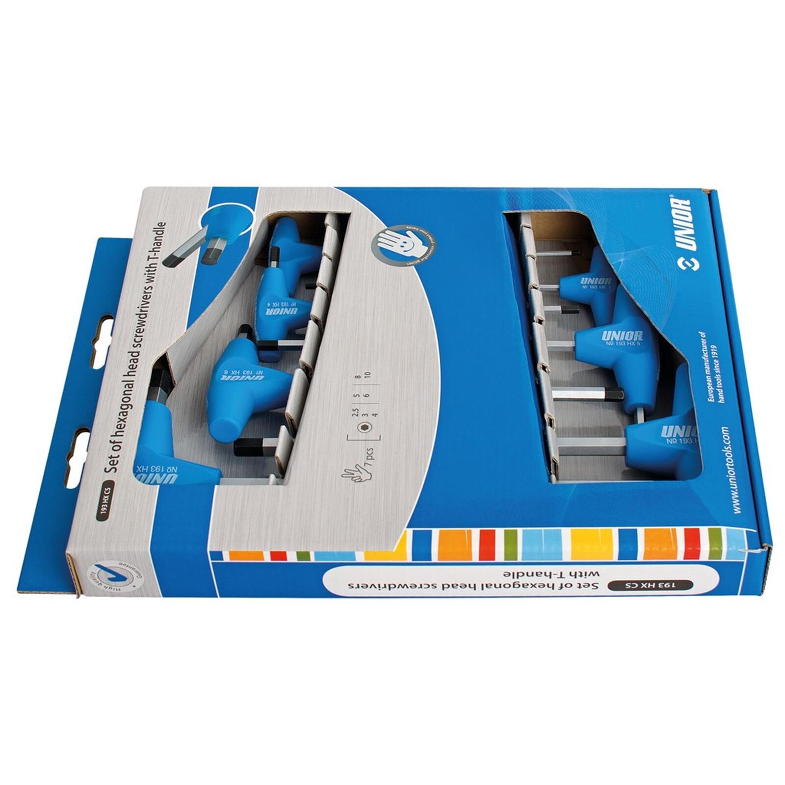 Zestaw 7 kluczy imbusowych z uchwytami Unior