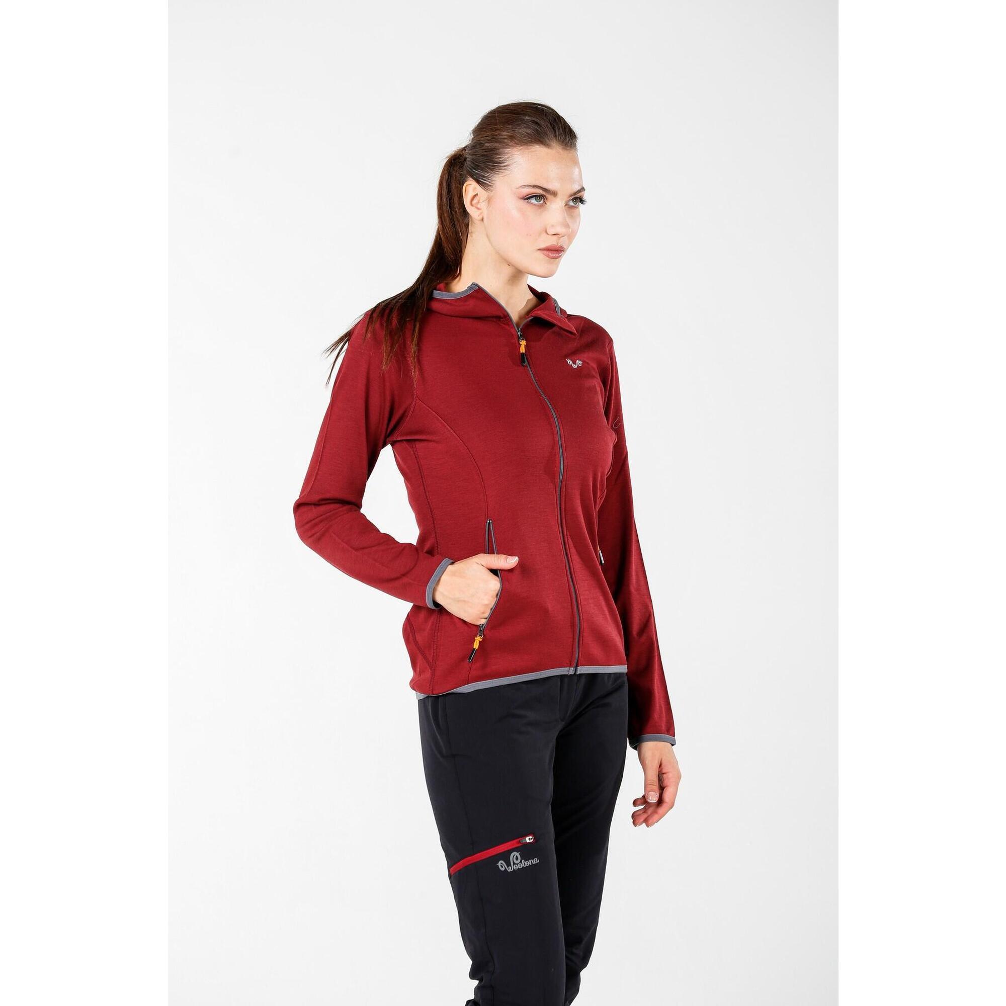 Damska bluza rozpinana z kapturem 100% Merino - Marin/Woolona