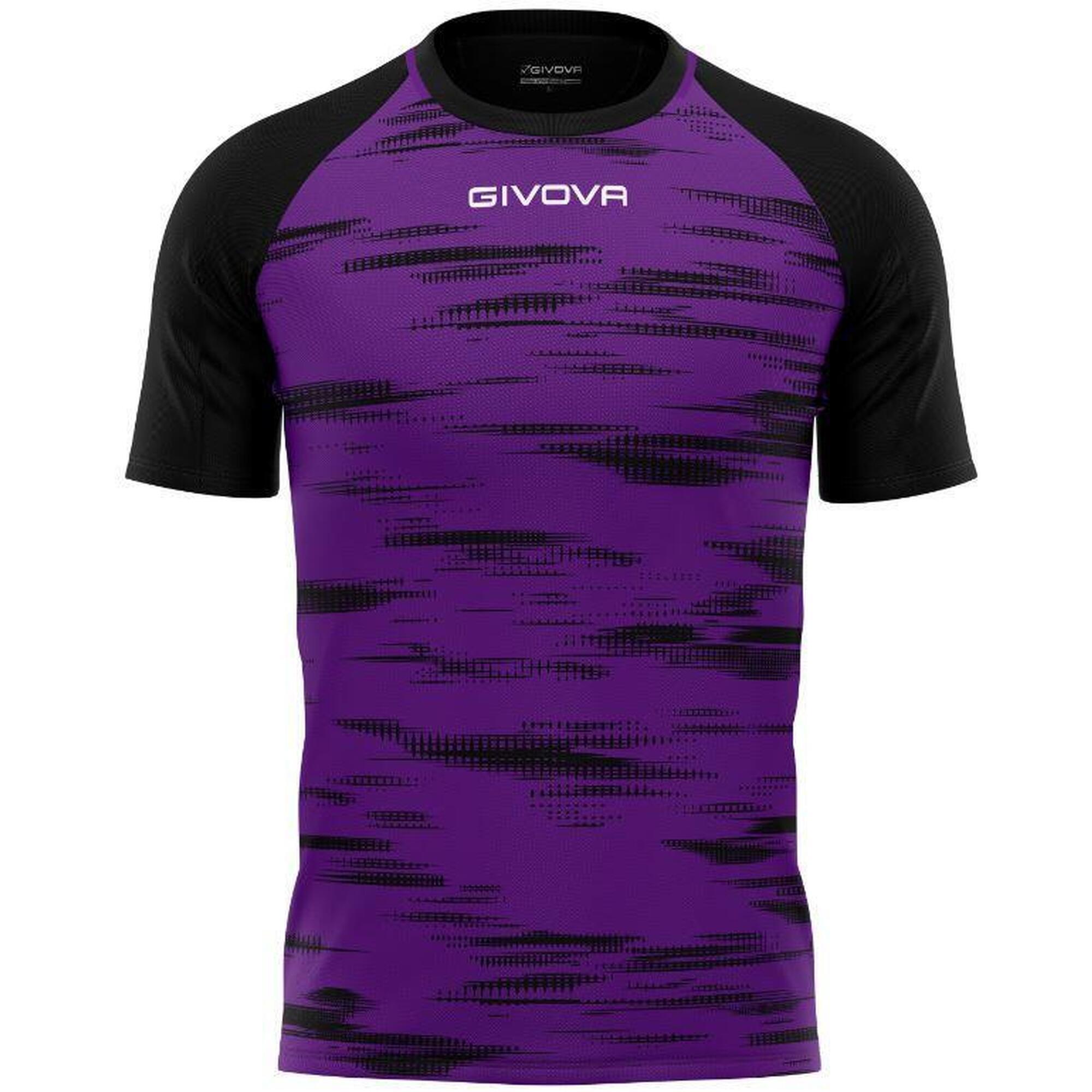 Givova Pixel Sport T-shirt Fioletowo-Czarny - Lekki i Oddychający