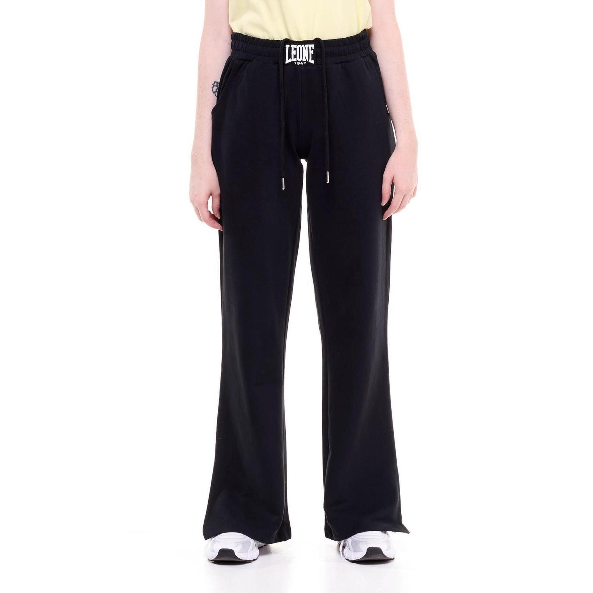 Szerokie spodnie dresowe damskie z cekinami