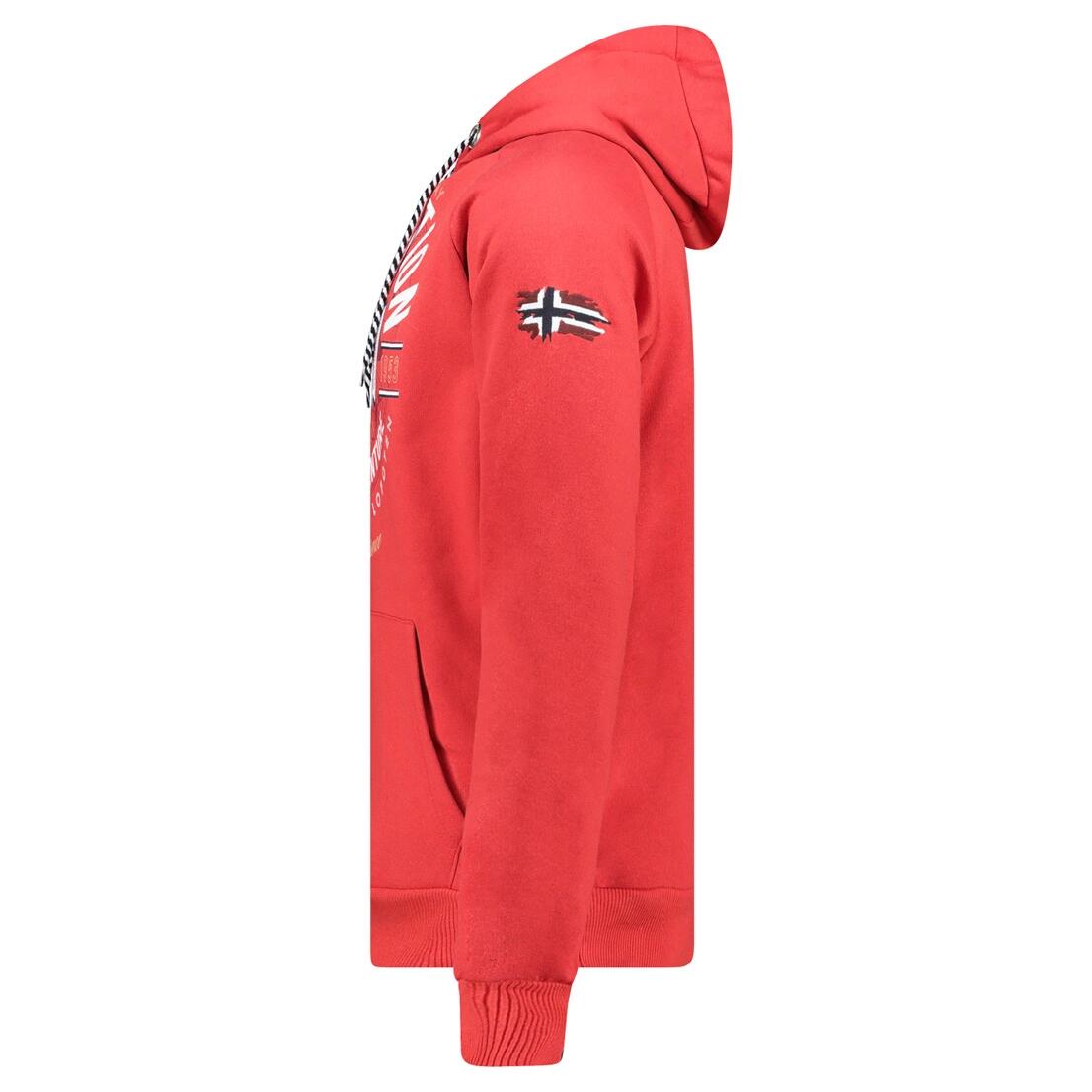 Bluza męska Geographical Norway GALDEMAR RED DB MEN 100, czerwona z kapturem.