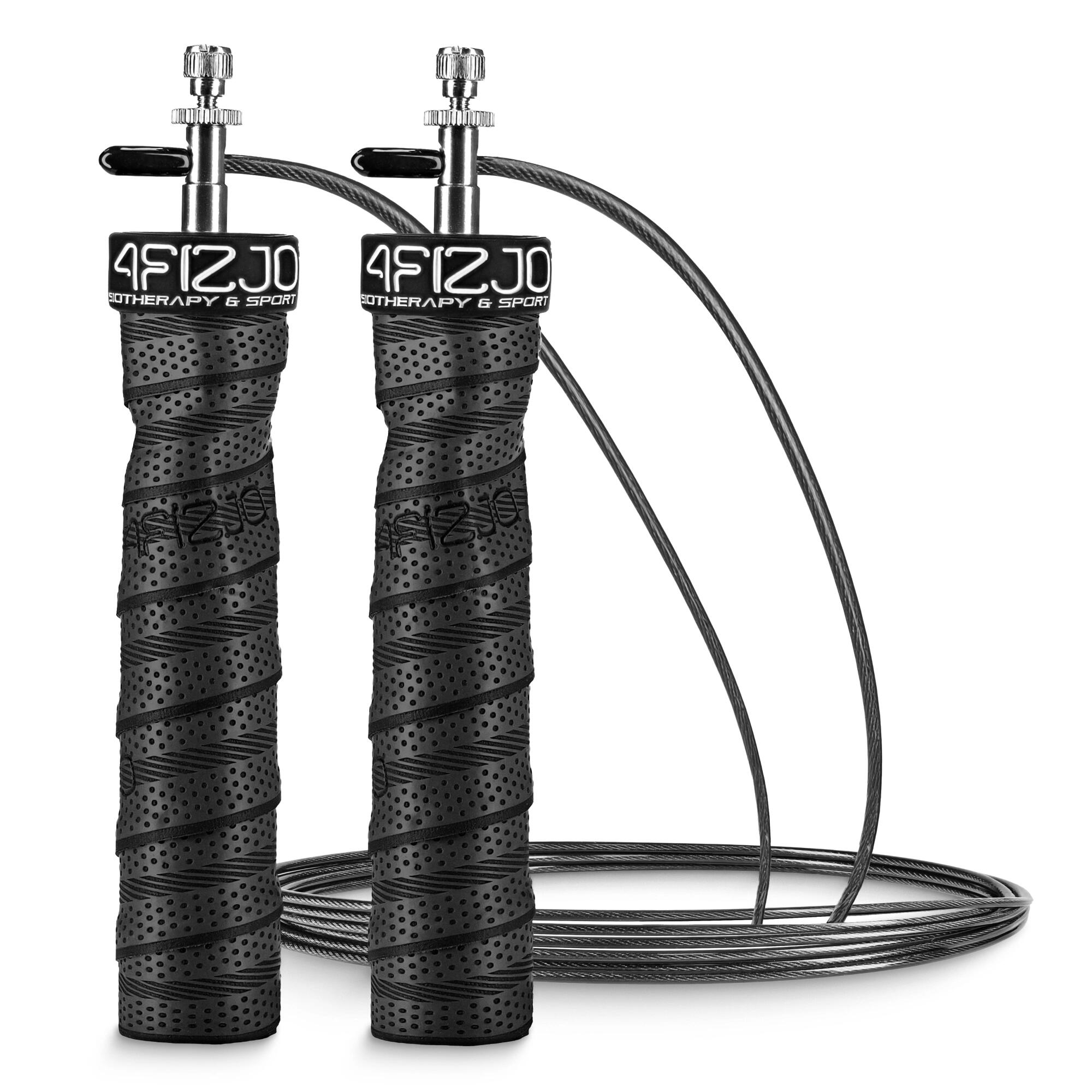 Skakanka bokserska fitness uniwersalna 4FIZJO PRO z obciążeniem 3 m czarna