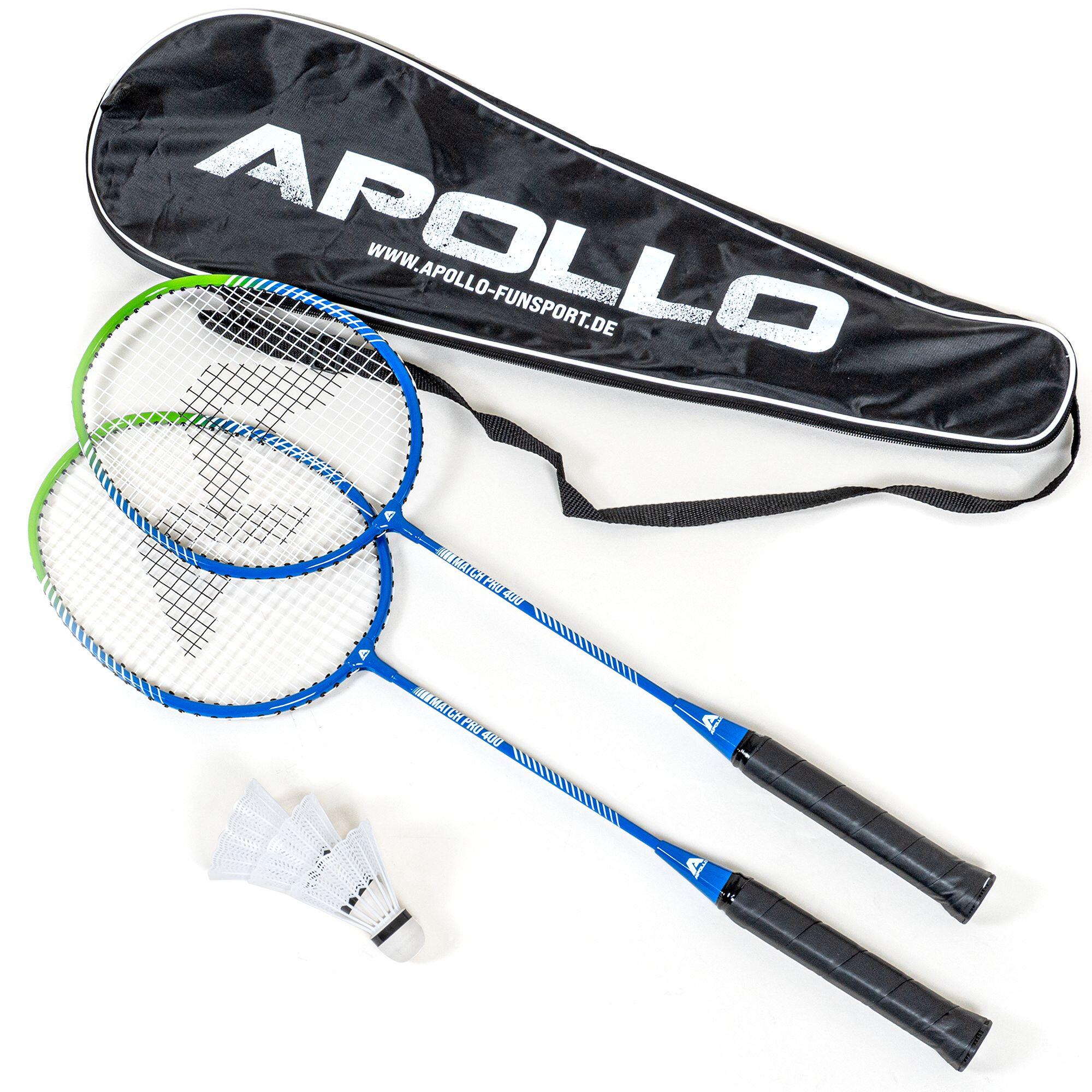 Zestaw Apollo Badminton Match Pro 400 – 2 rakiety, lotki i torba
