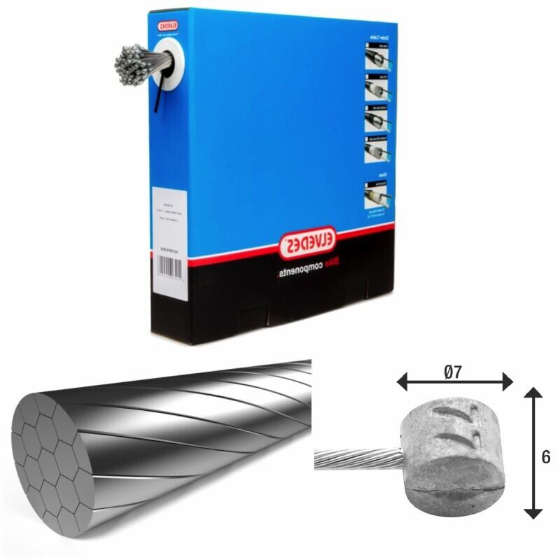 Kable hamulcowe 1x9 stal nierdzewna Slick Ø1,5mm głowica T Ø7x6 Elvedes (x100)