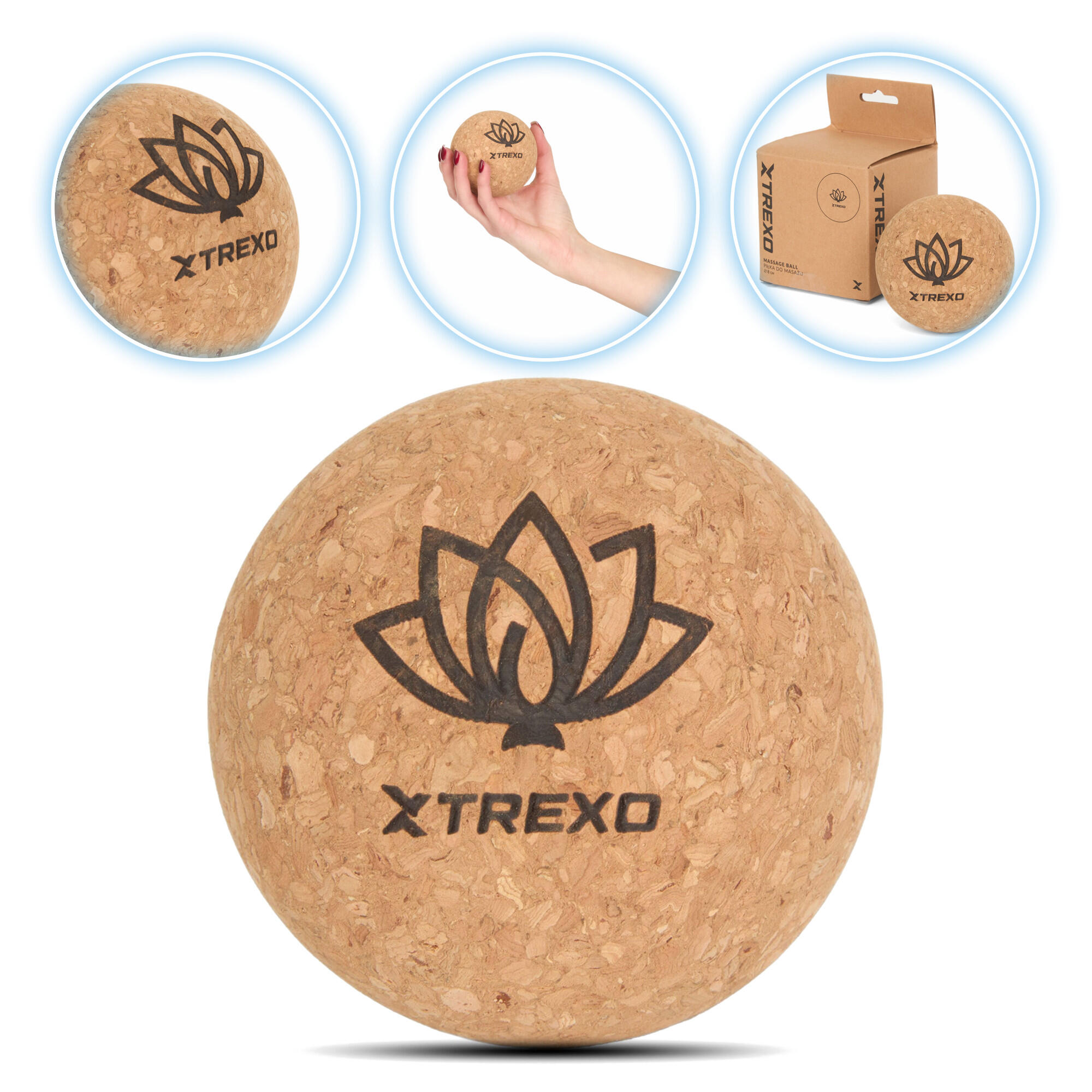 Piłka do masażu XTREXO korkowa 8 cm
