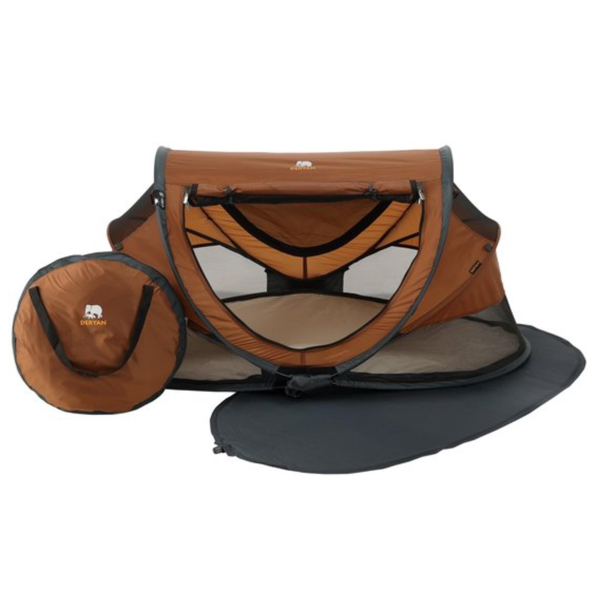 Deryan Łóżeczko Turystyczne Malucha Luxe - Z Matą Samopompującą - Karmelowy