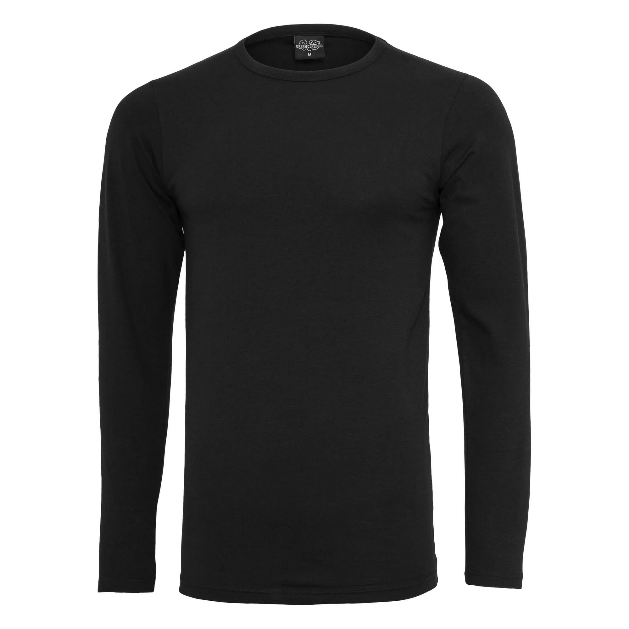 T-shirt Męski Rozciągliwa Dopasowany Krój Z Długim Rękawem