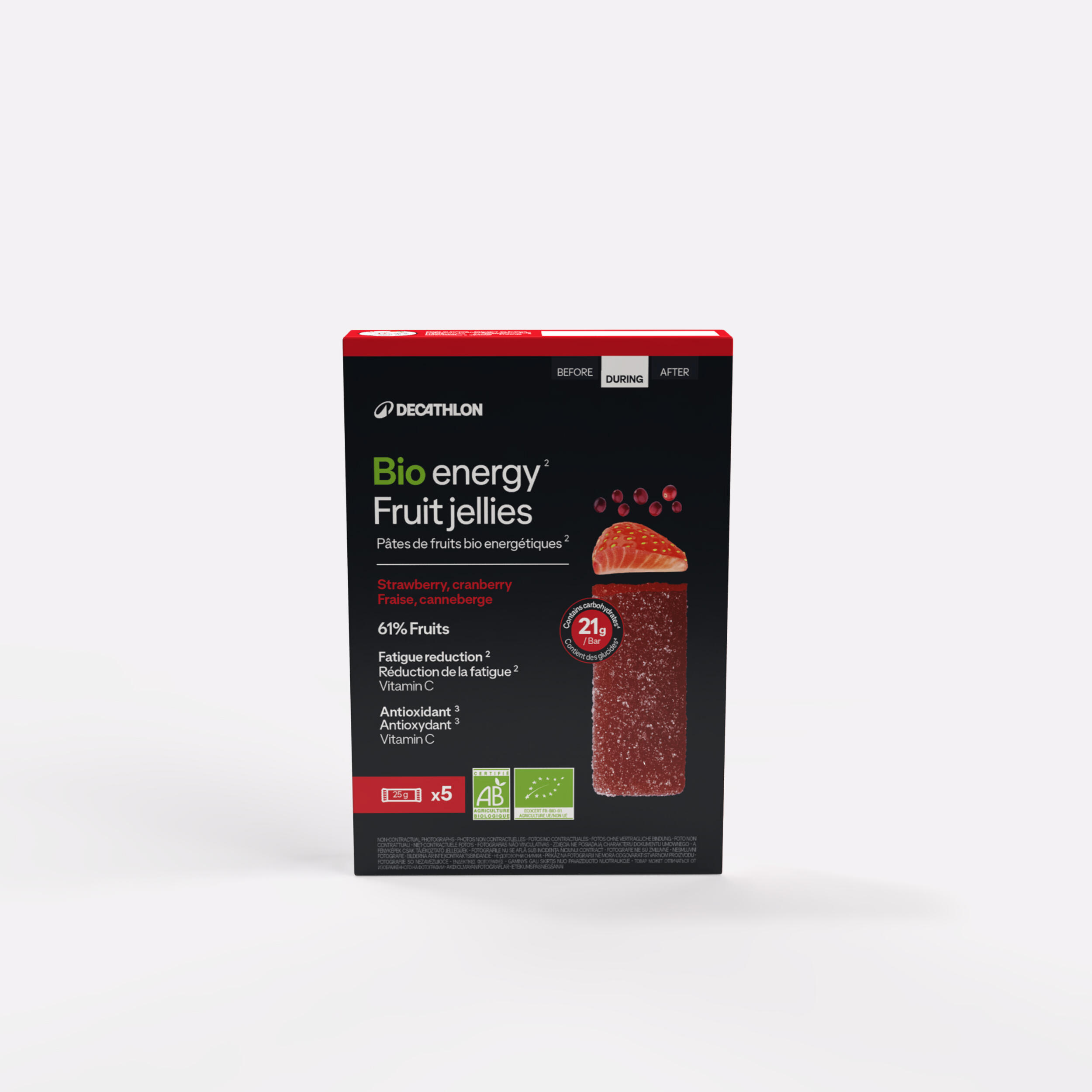 Energetyczna galaretka owocowa Bio Aptonia truskawkowo-żurawinowa 5x25 g