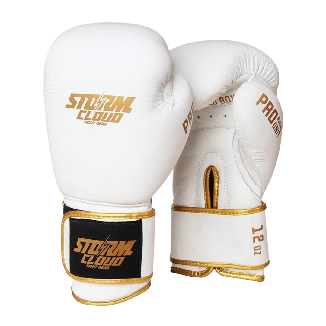 Rękawice Bokserskie ze skóry naturalnej Boxing StormCloud Pro Białe/Złote 1