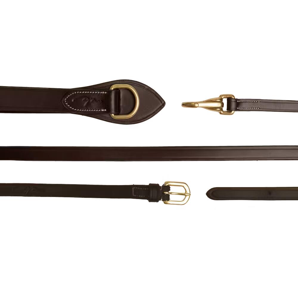 Dy'on Full Leather Draw Reins 1/2 - D Collection Bruin -