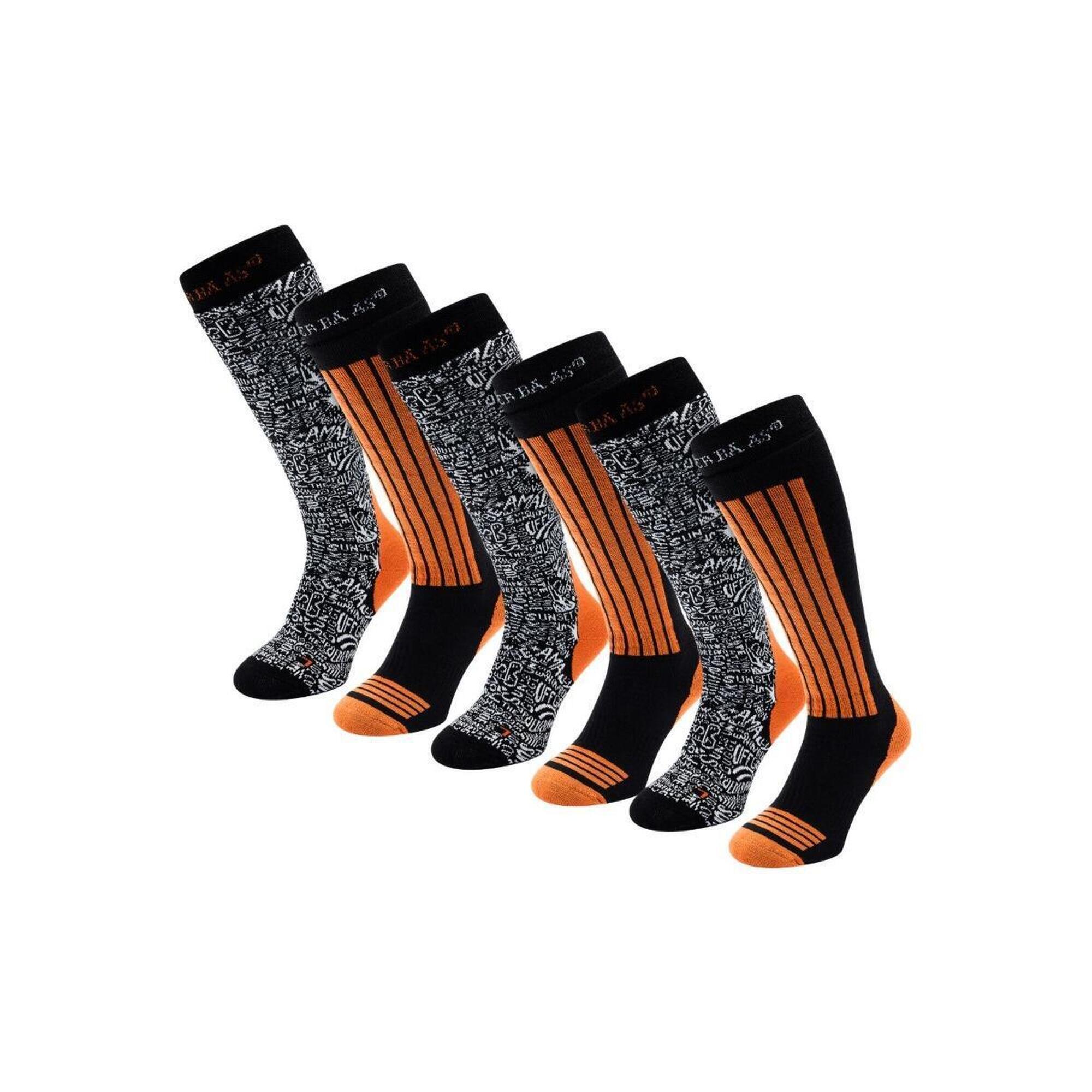 Skarpety narciarskie - Unisex - 6 par - Pomarańczowe