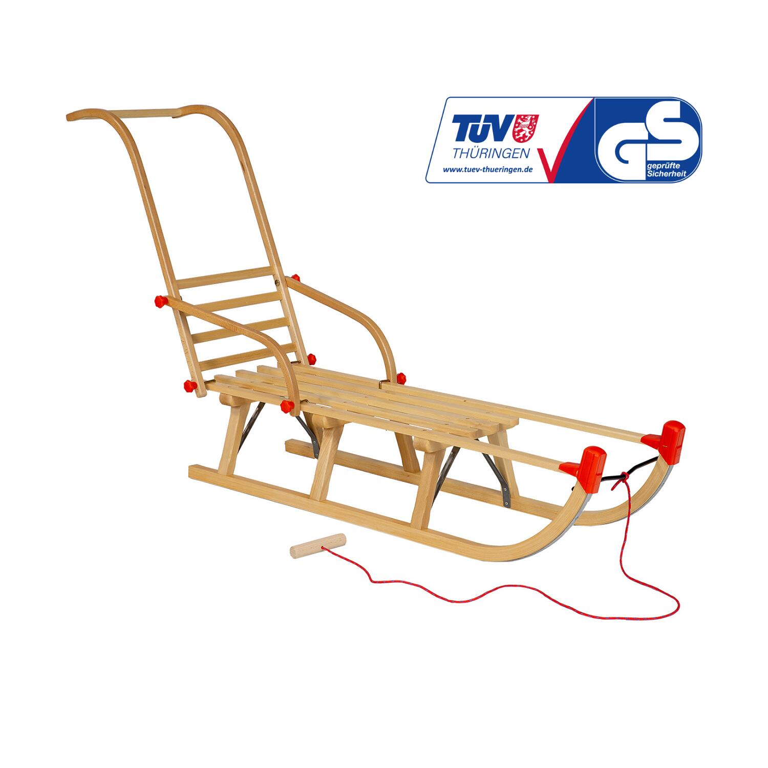 Zestaw sanki drewniane AD324 D110 + AD310 oparcie popychacz + AD300 sznurek