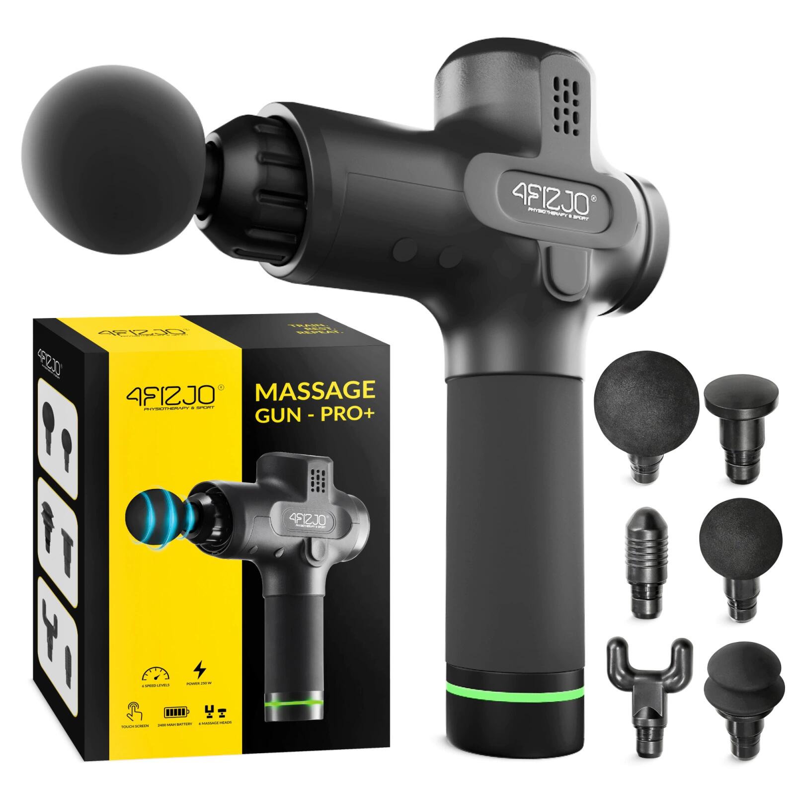 Masażer ręczny MASSAGE GUN PRO+ 4FIZJO wymienne końcówki masujące