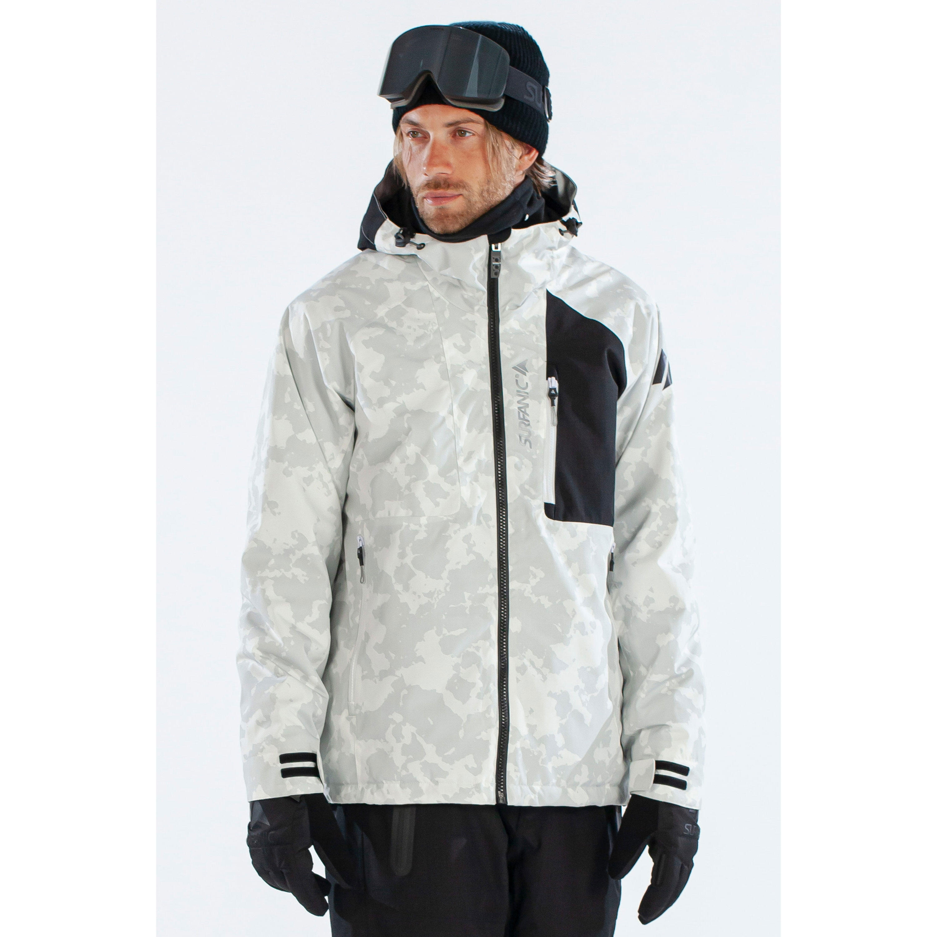 Kurtka Męska Snowboardowa SURFANIC STX 10.000 Orion WhiteMap