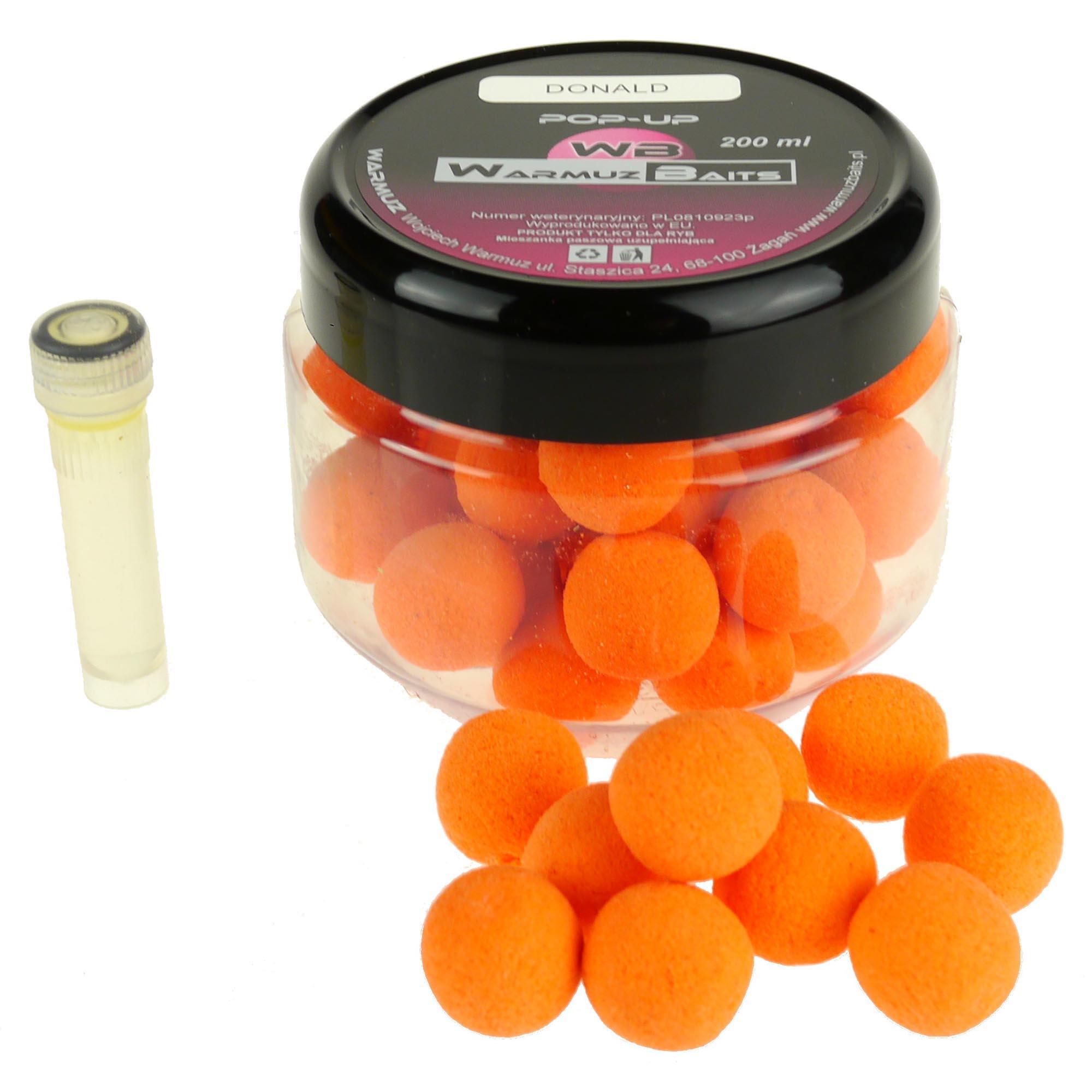 Przynęta Kulki Pływające Pop Up Warmuz Baits Donald 15 Mm + Dopalacz