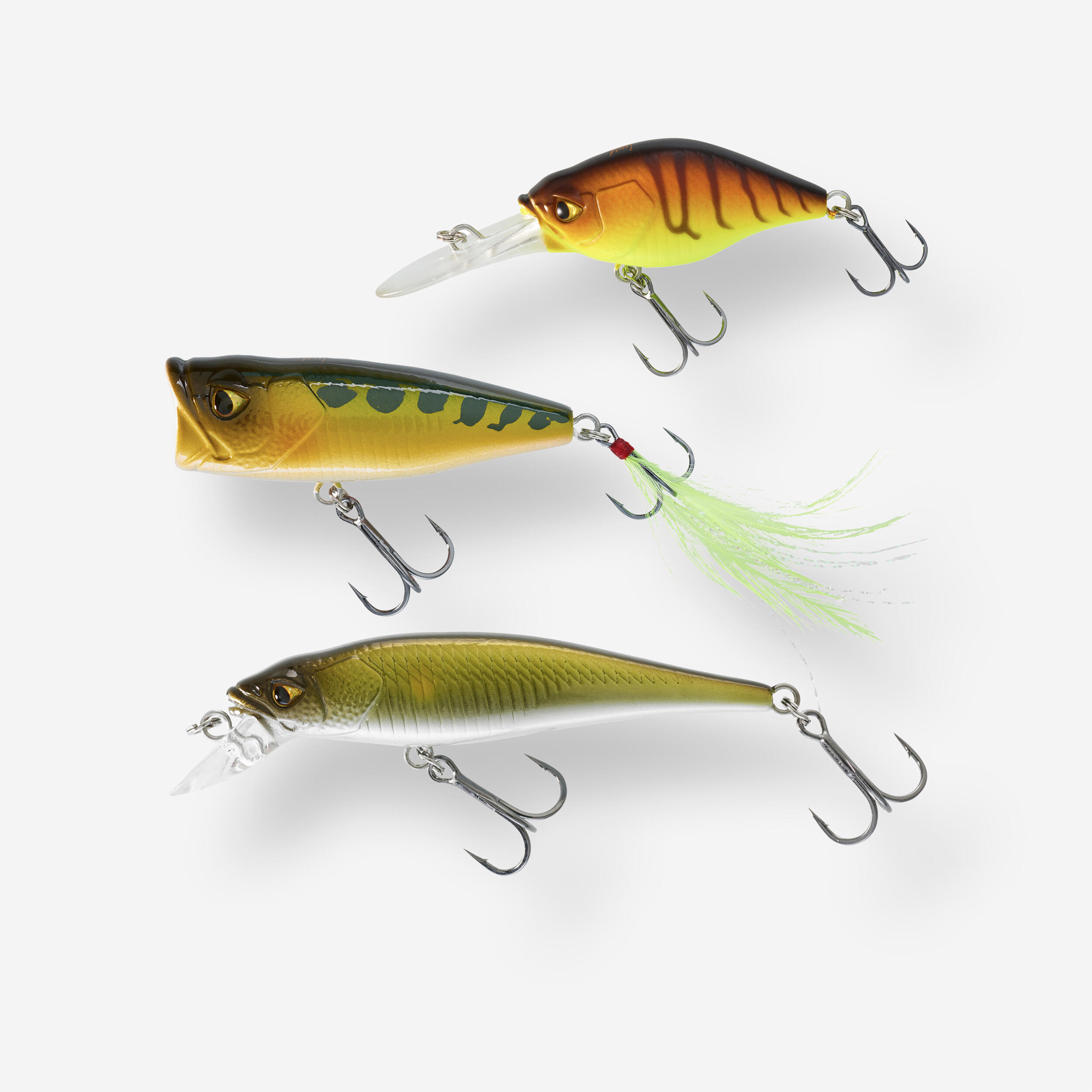 Zestaw woblerów OKOŃ 3 PN: POPPER, MINNOW, CRANKBAIT