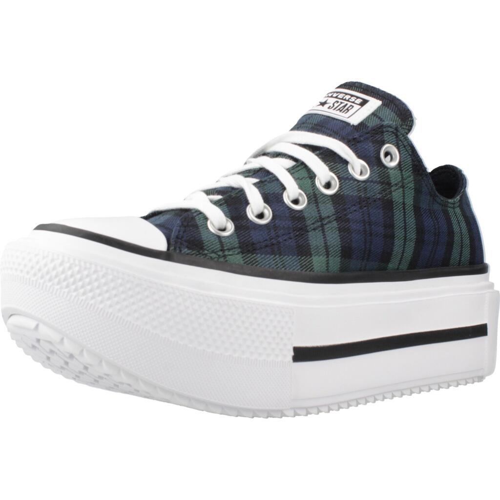 Buty CONVERSE CHUCK TAYLOR ALL STAR LIFT DOUBLE STACK PLATFORM PLAID Zielony