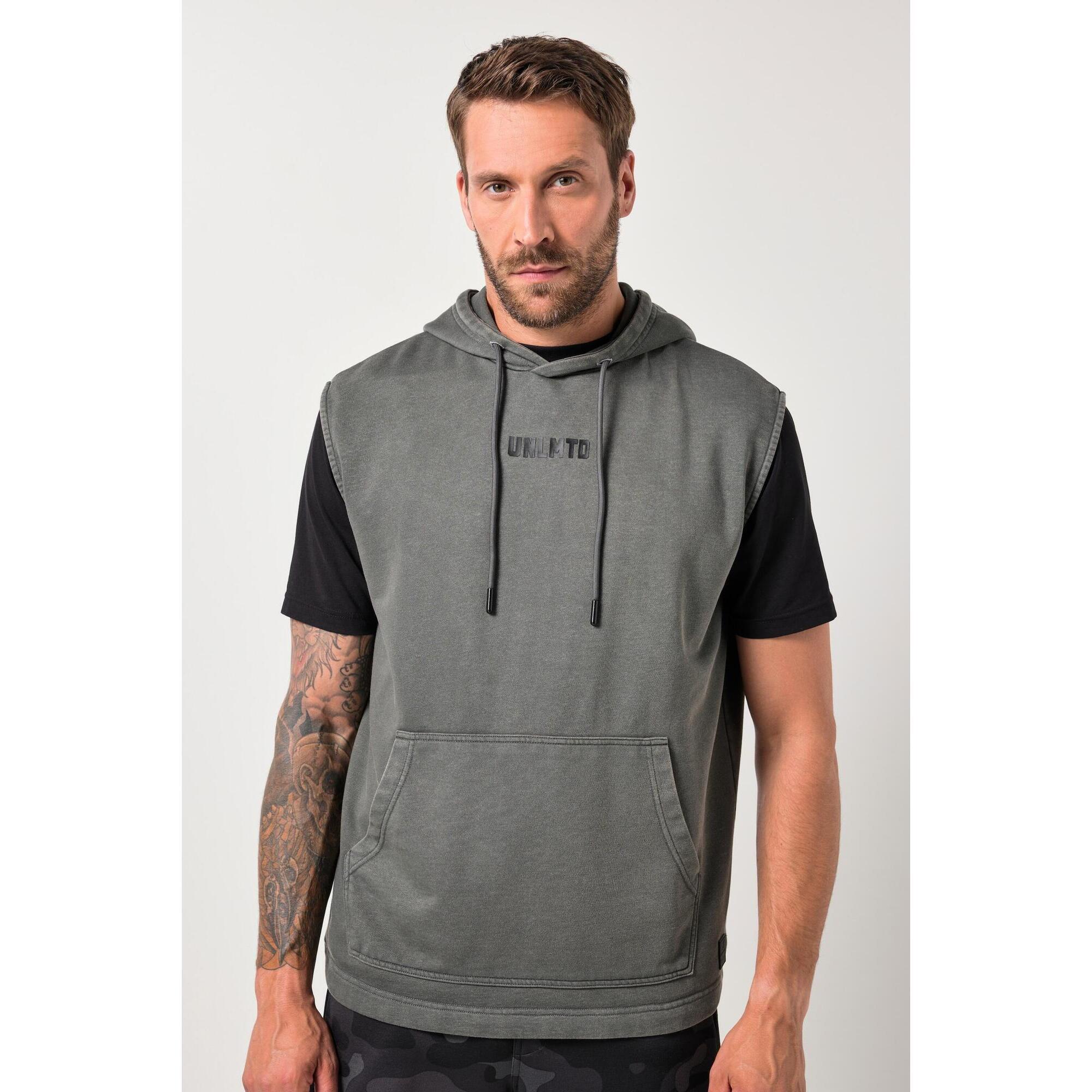 Męska Bluza belly fit fitness dzianina dresowa kaptur bez rękawów