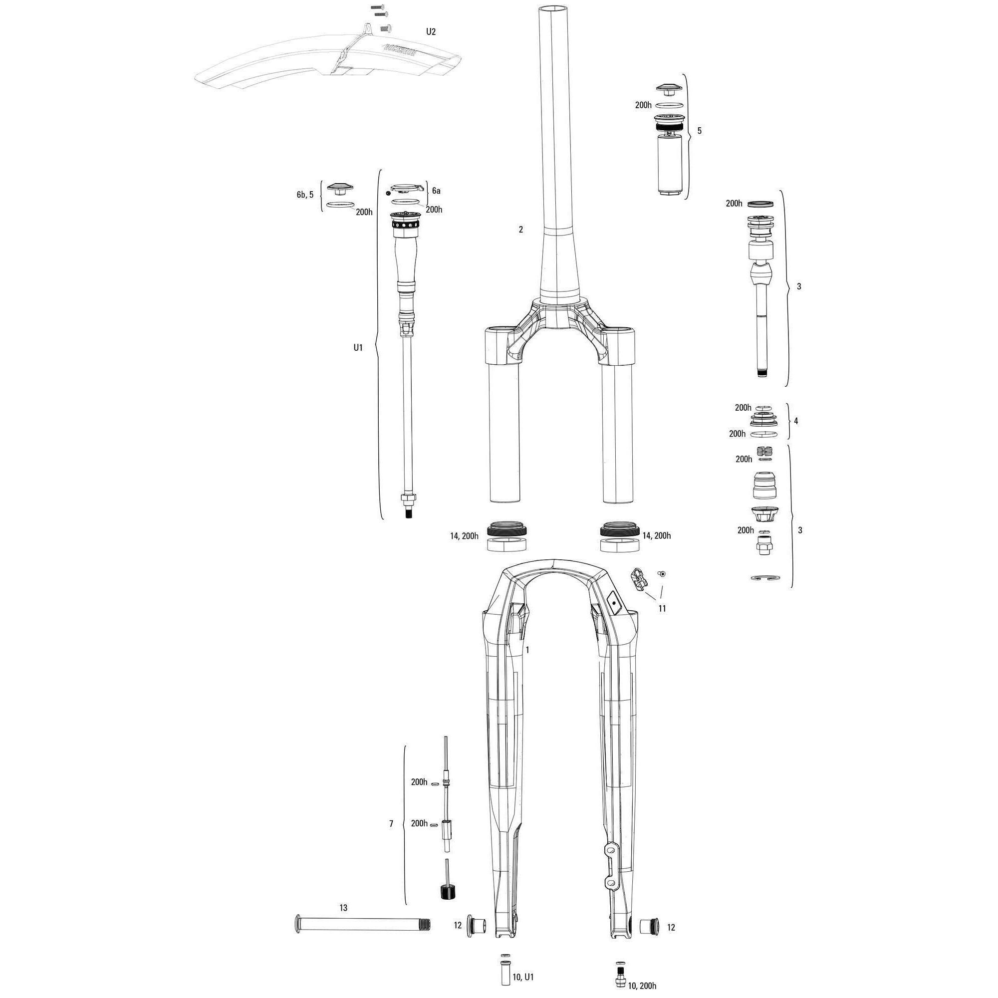 Rockshox Wide Offset 28" RUDY Ultimate RC2 XPLR Wide Fork