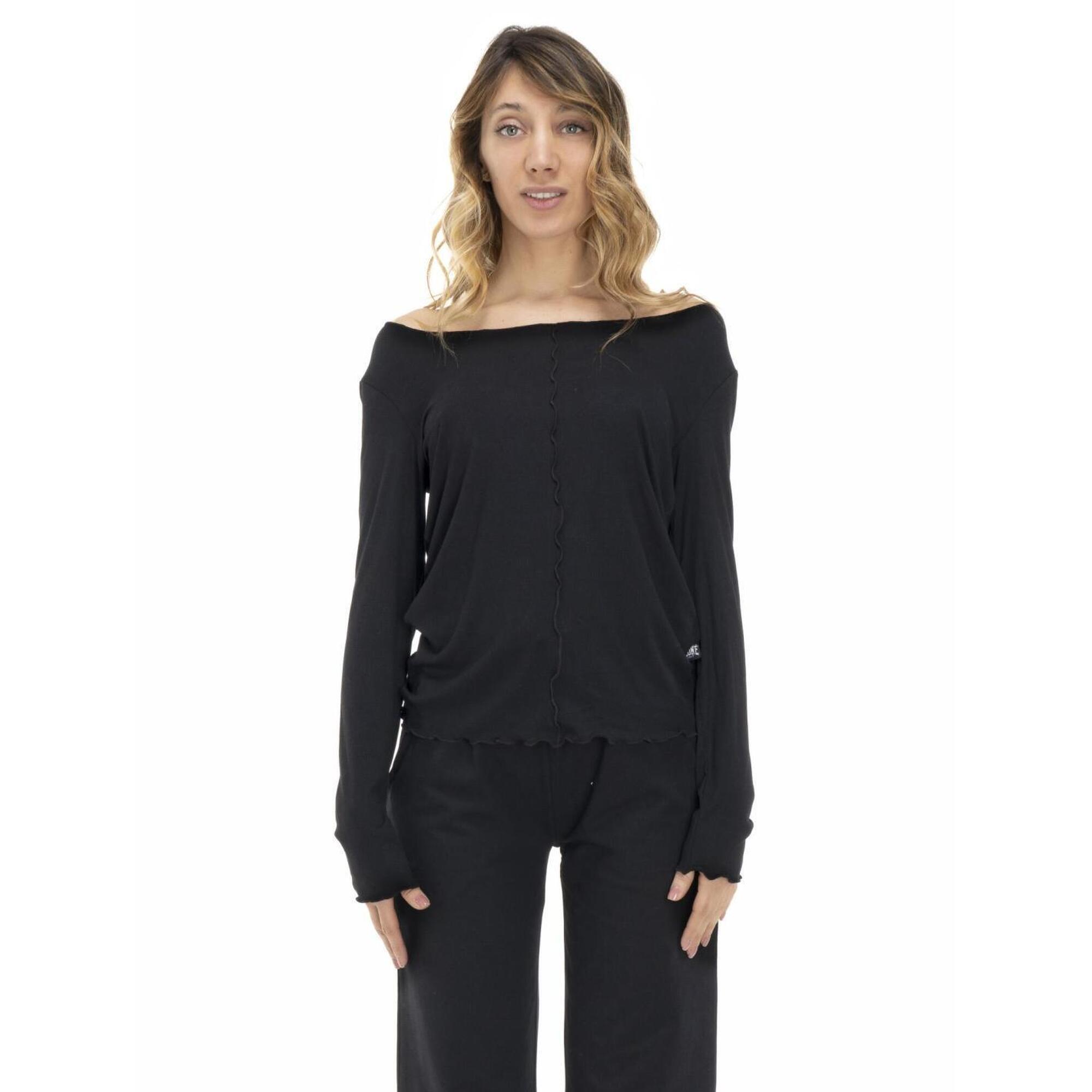 Damski T-shirt z długim rękawem w kolorach ziemi