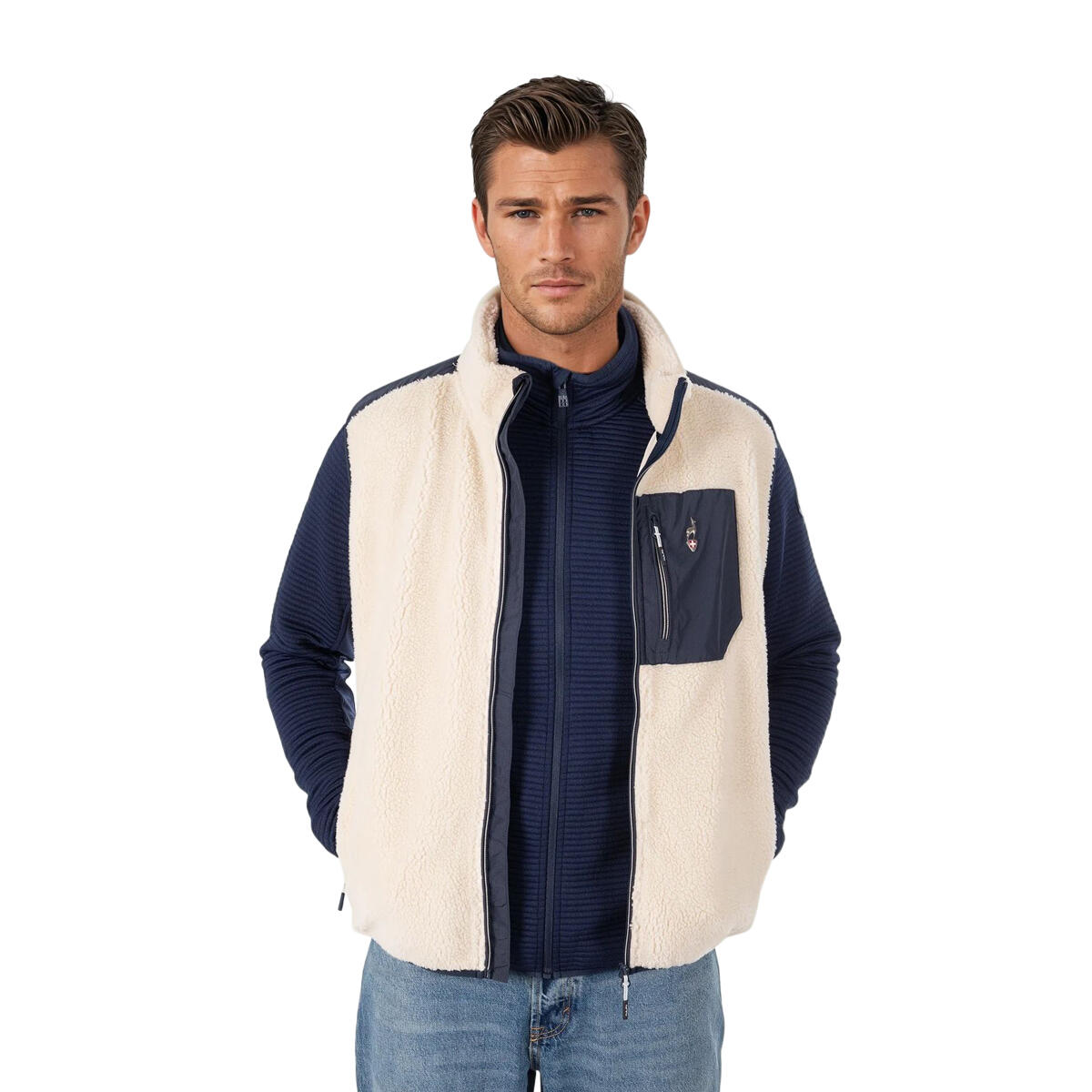 Bluza polarowa bez rękawów CMP sherpa z dzianiną rozpinana z kieszeniami ciepła