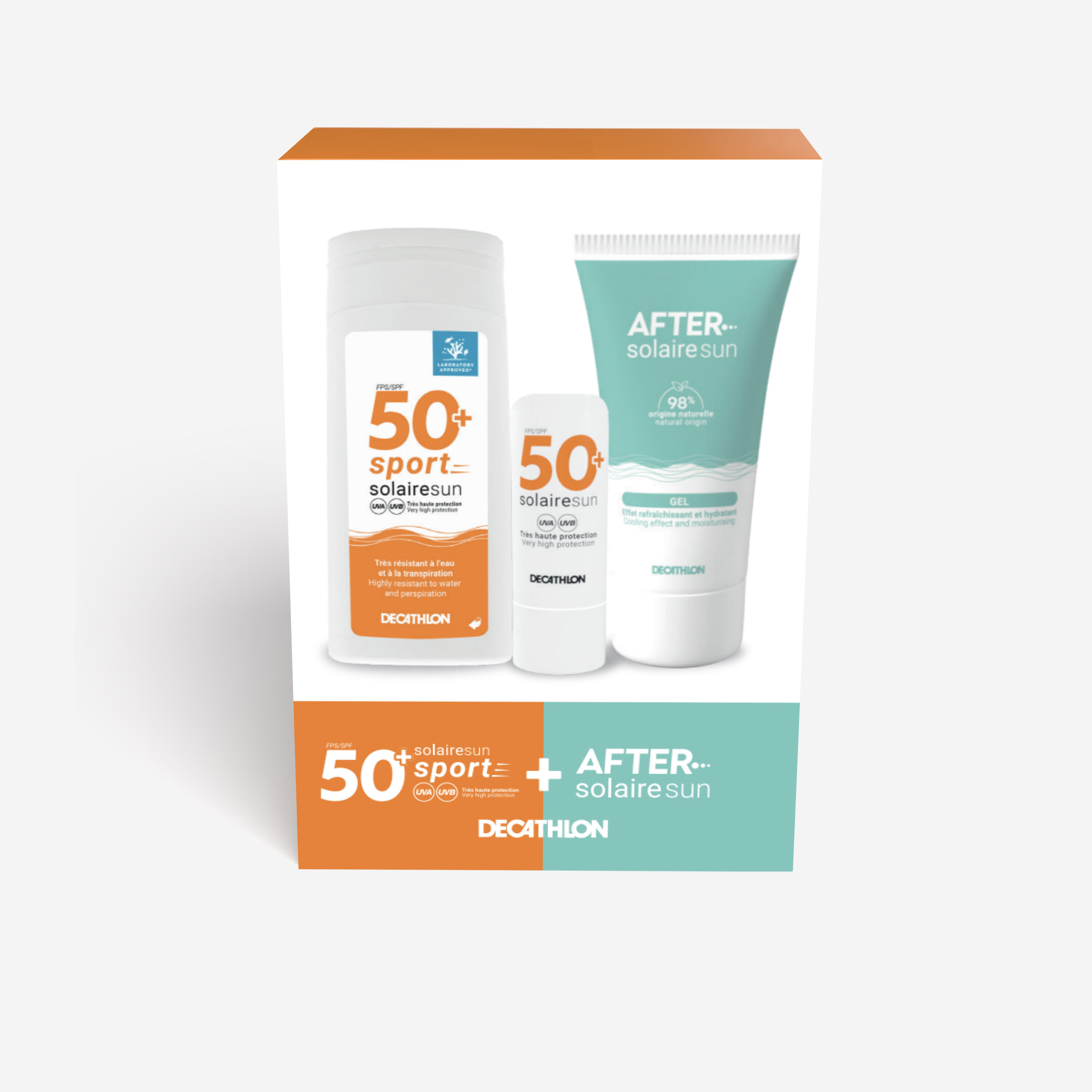 Mini zestaw przeciwsłoneczny: krem SPF50+, sztyft do ust SPF50+, żel po opalaniu