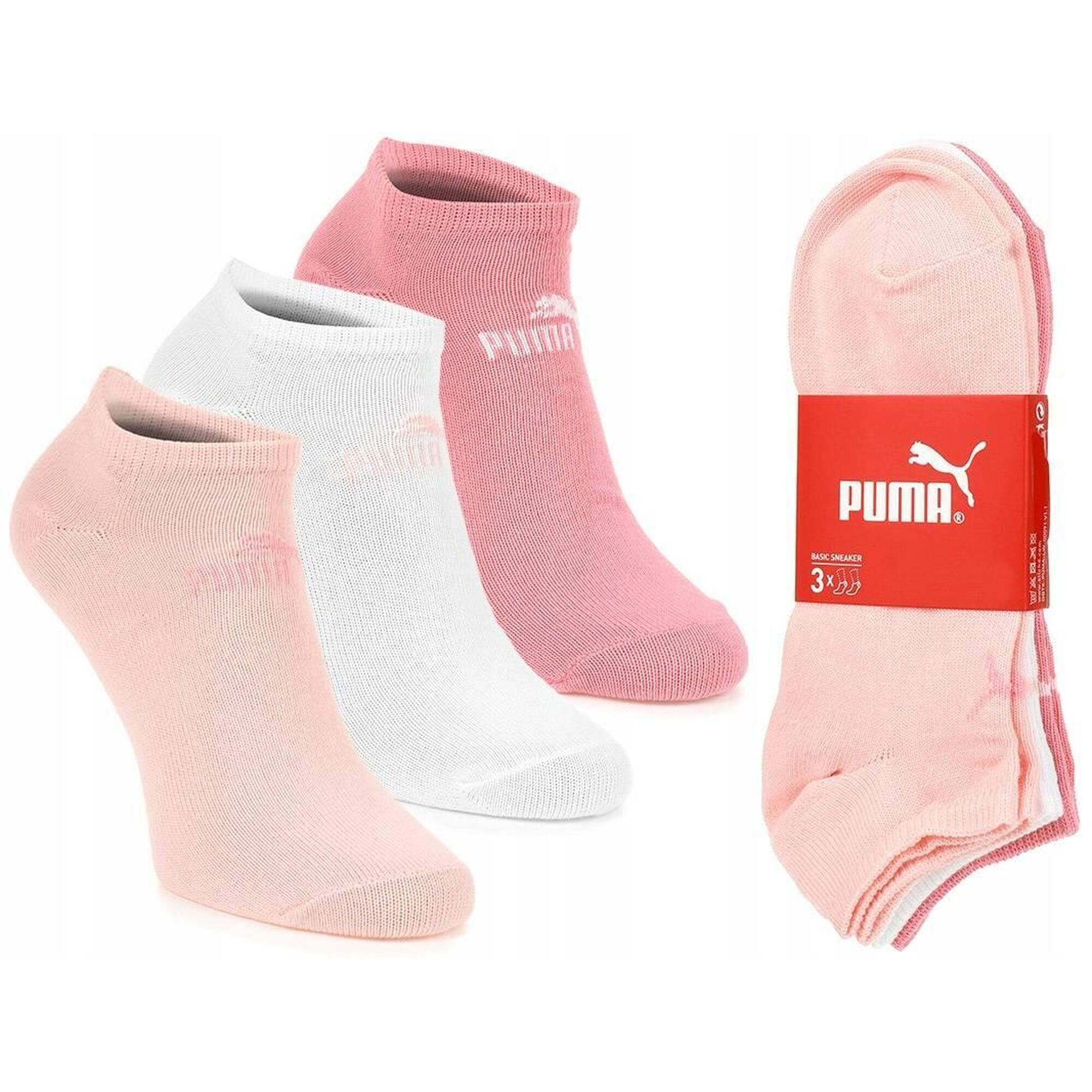 Skarpety 3 pary niskie z bawełną różowe PUMA