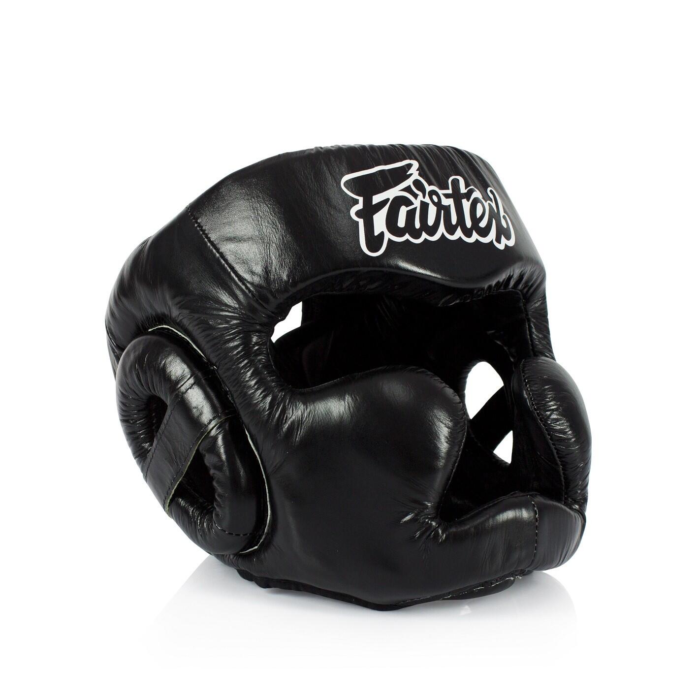 Kask Bokserski Fairtex HG13 z Ochroną Nosa Czarny/Czarny M